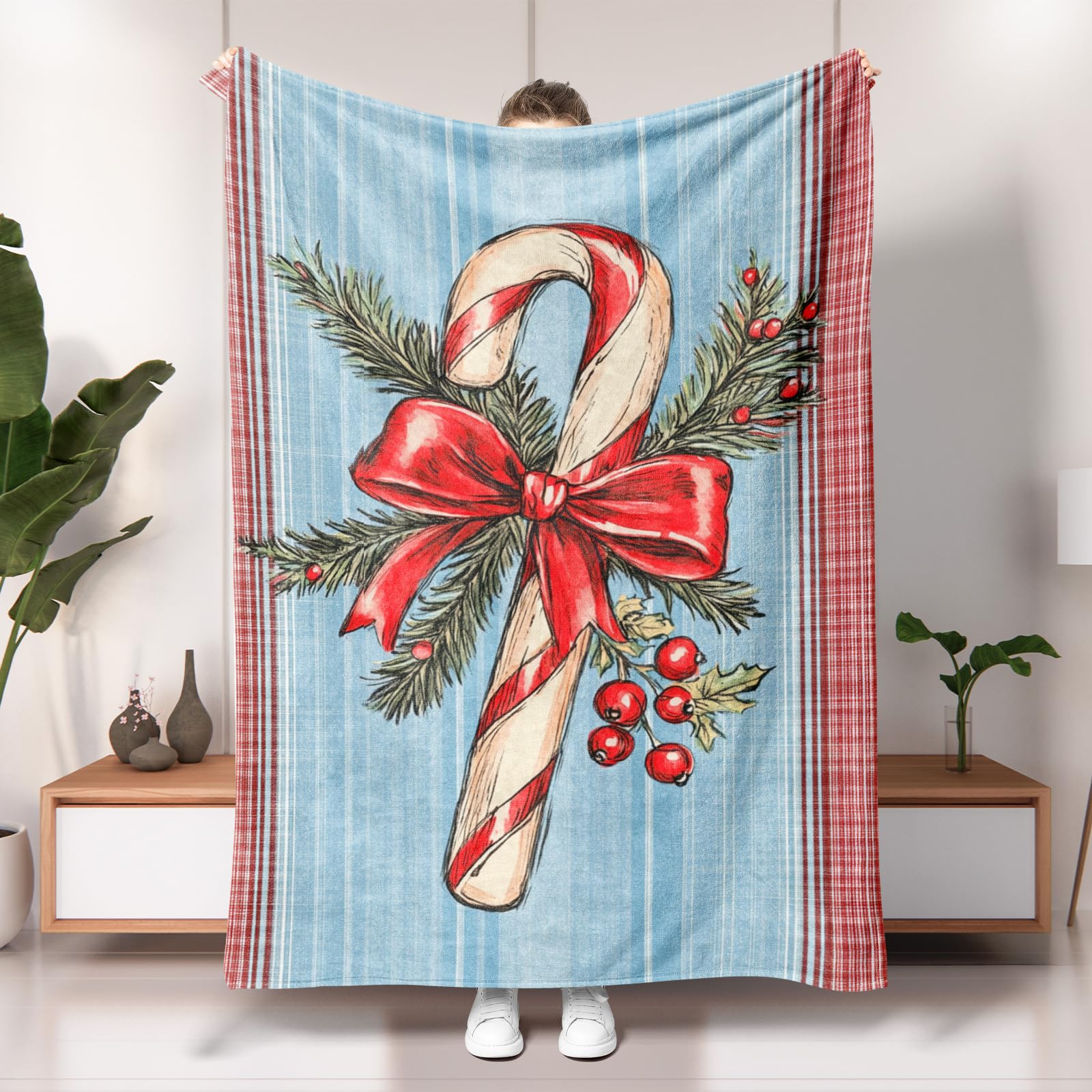 Coperta Natalizia Con Pupazzo Di Neve E Alberi Di Pino - Morbida E Calda In Flanella Per Divano E Letto, 101x127 Cm - 3