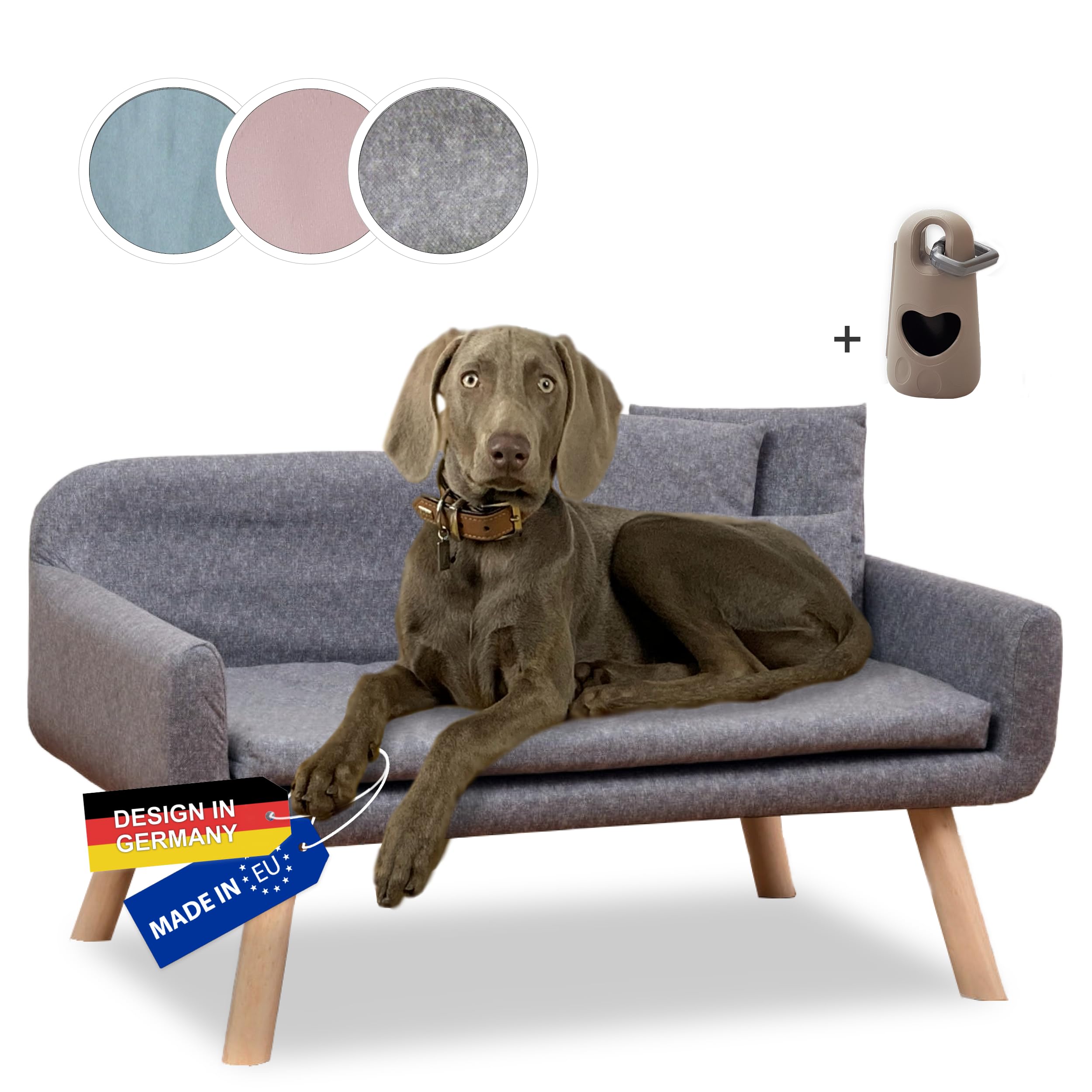 Rohrschneider Hundesofa Chicago - abwaschbar | grau + Gassibeutel