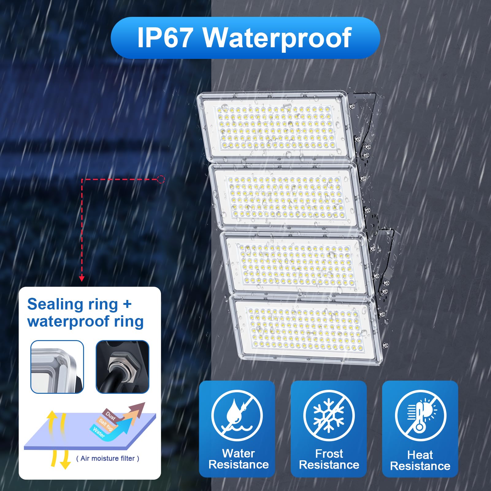 400W Faretto LED da Esterno - 40000LM Super Luminoso Faro LED Esterno con Trasformatore, 7000k Bianca Fredda Luce Esterna, Impermeabile IP67 Faretti per Garage, Cortili, Stadi, Fabbriche