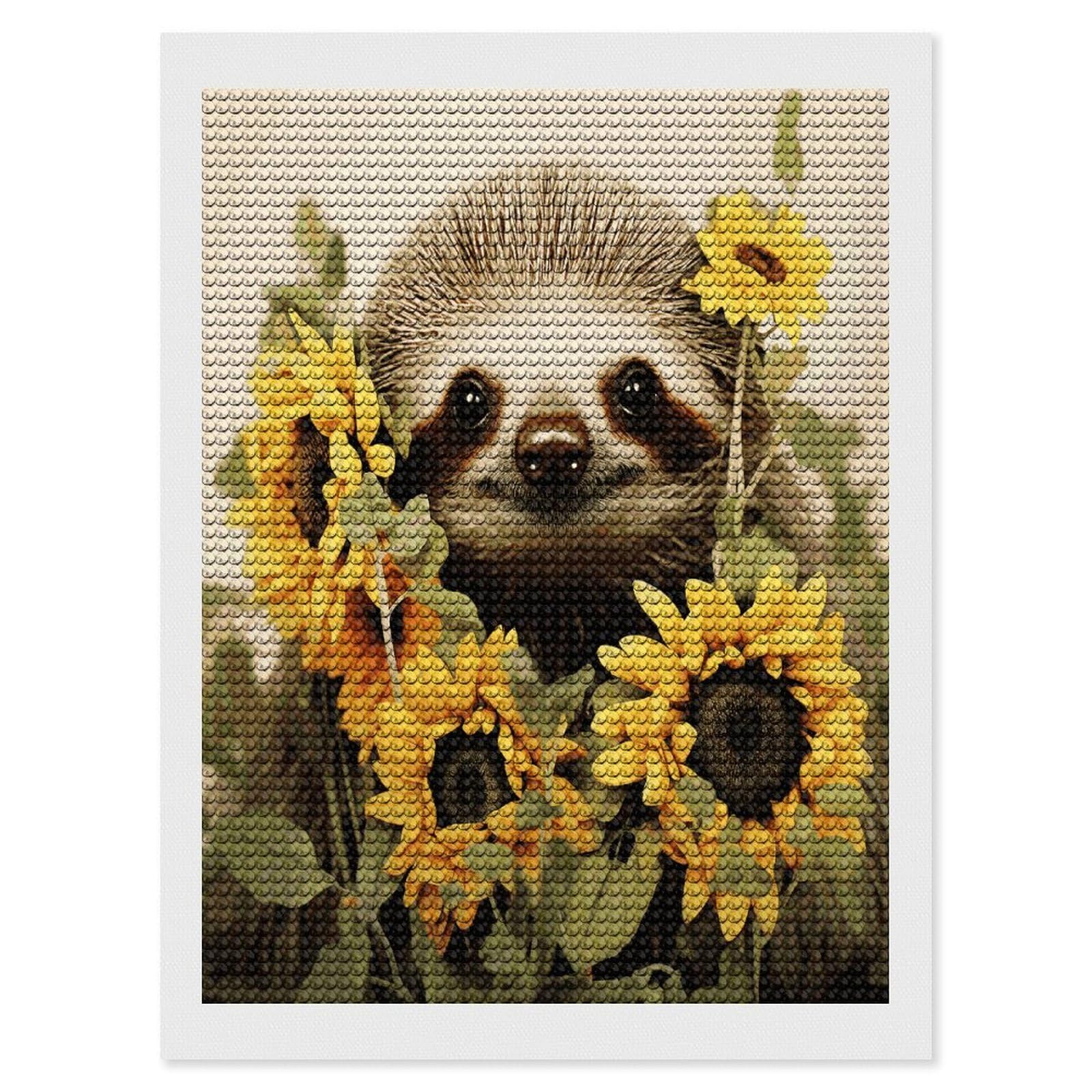 LDGSUPH Sloth Sunflower Diamond Painting Kits for Adults Paint with Diamond Pictures Art DIY Full Drill Diamond Dots Painting Personalized Diamond Photo for Home Wall Decor Gift 12"x16"