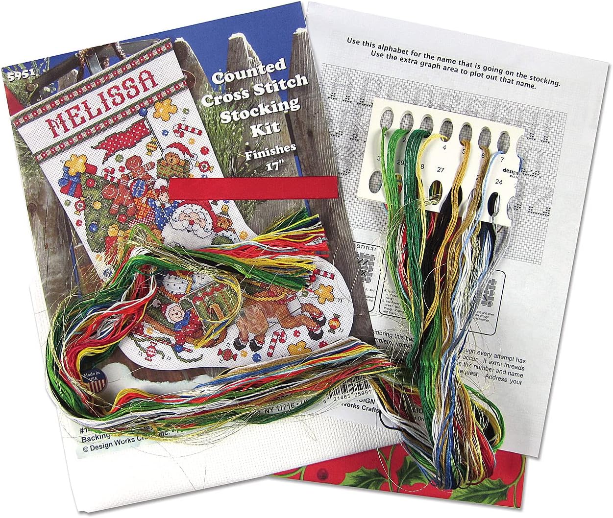 Design Works Crafts Santa Sleigh Cross Stitch Stocking Kit, 17" Long 14 Count