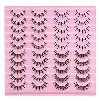 Vista 2 de Pestañas de manga de aspecto natural, pestañas postizas de anime, 20 pares de pestañas postizas individuales de banda transparente, pestañas