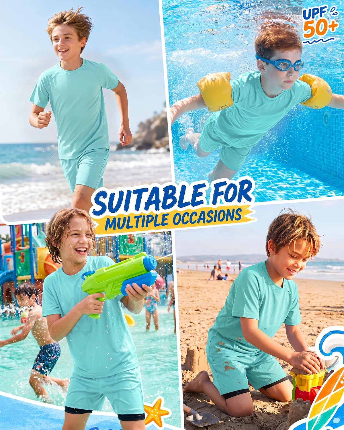 Boys Rash Guard Swim Set with Trunks image 3
