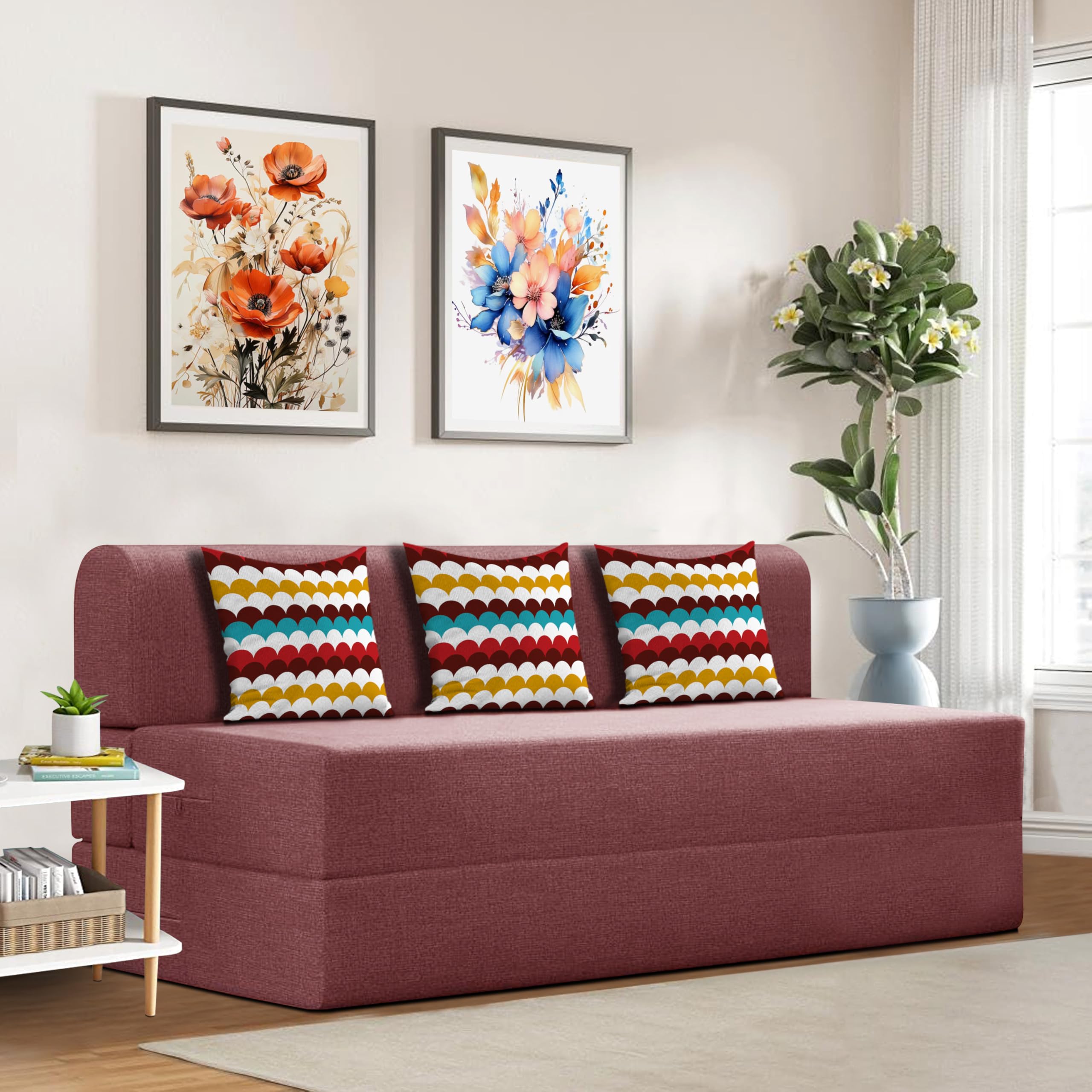Aart Jute Store Sofa Cum Bed 3 Seater, Sofa Bed 6X6 Feet, Folding Sofa Cum Bed For Living Room & Bedroom, Lightweight -Red (B0CGV8KTHP) Amazon Price History, Amazon Price Tracker