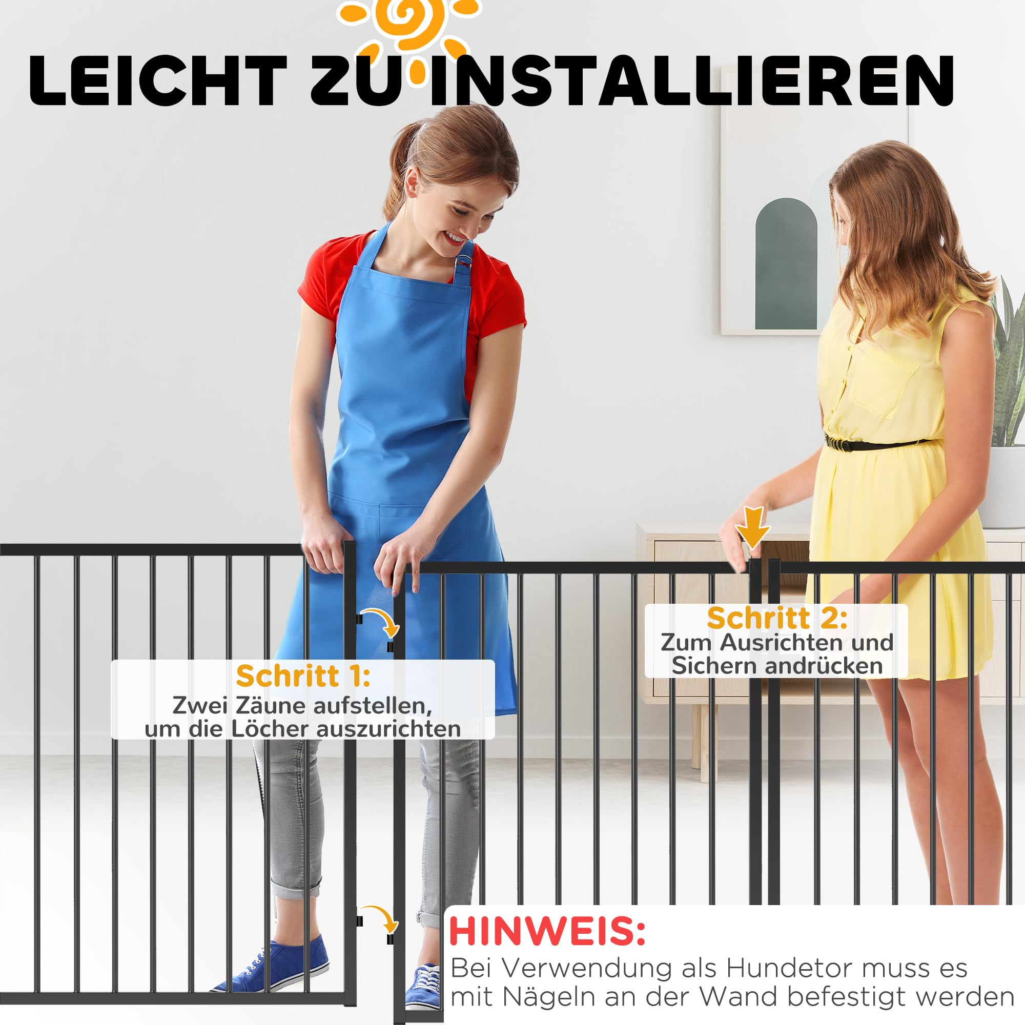 PawHut Hundepark, Hundegehege mit 5 Paneelen, modular und faltbar, tragbares Gehege aus Metall 76H cm mit Tür, Zaun für Katzen, Welpen und Kleintiere, drinnen und draußen, schwarz