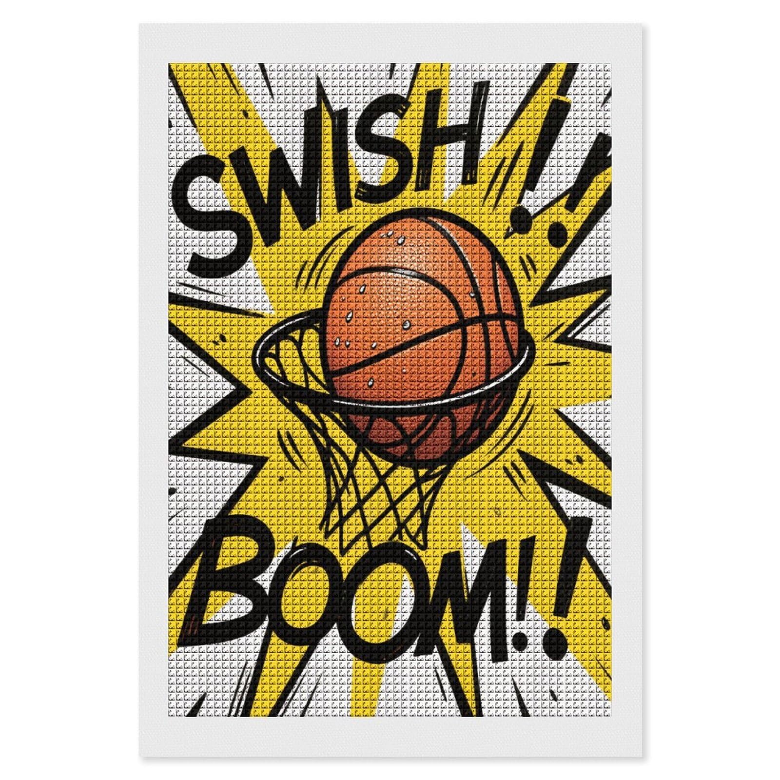 FodPand Basketball 5D Diamond Painting Kits for Adults Beginners Full Drill Square Diamond Dots Pictures Gem Art Supplies for Home Wall Room Decoration DIY Craft Set Gift 8x12