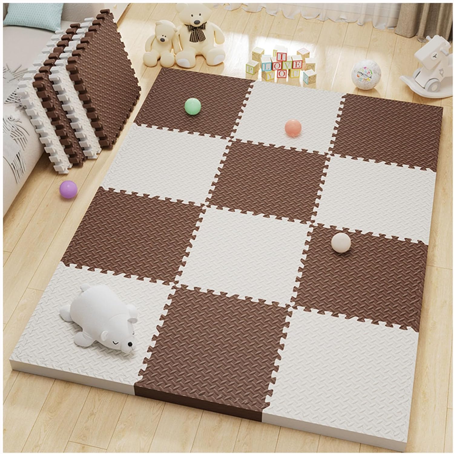 Interlocking Foam Floor Mats - Extra Thick 1 Puzzle Tiles for Yoga, Cardio, Weights - 9 Pieces, 12x12 inch Interlocking Design for Versatile Use and Comfort