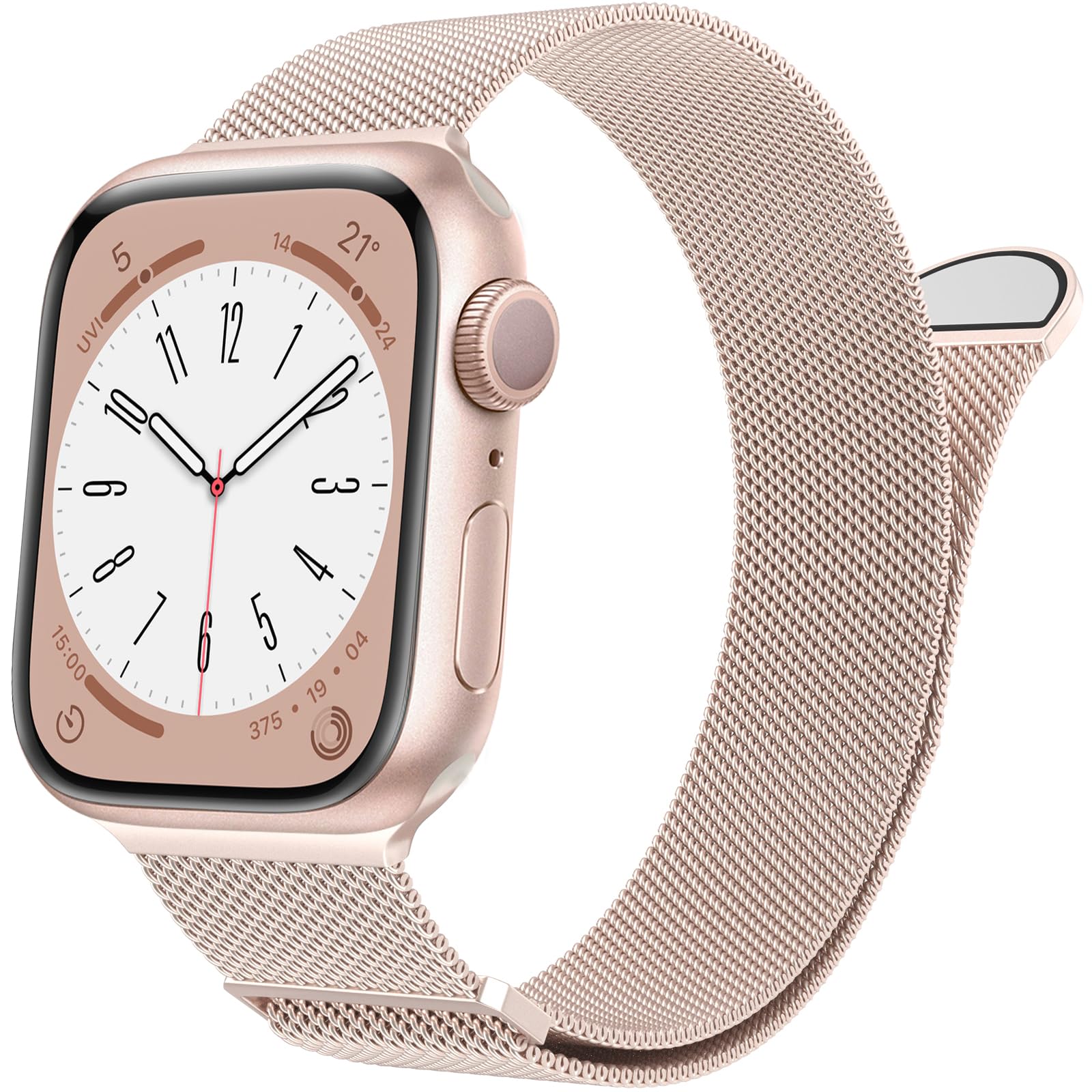 MARGE PLUS Compatible with Apple Watch Band Series 10, Ultra 2, SE, Ultra 9 8 7 6 5 4 Women and Men, Stainless Steel Mesh Loop Magnetic Clasp Replacement for iWatch Bands 38mm 40mm 41mm 42mm RoseGold