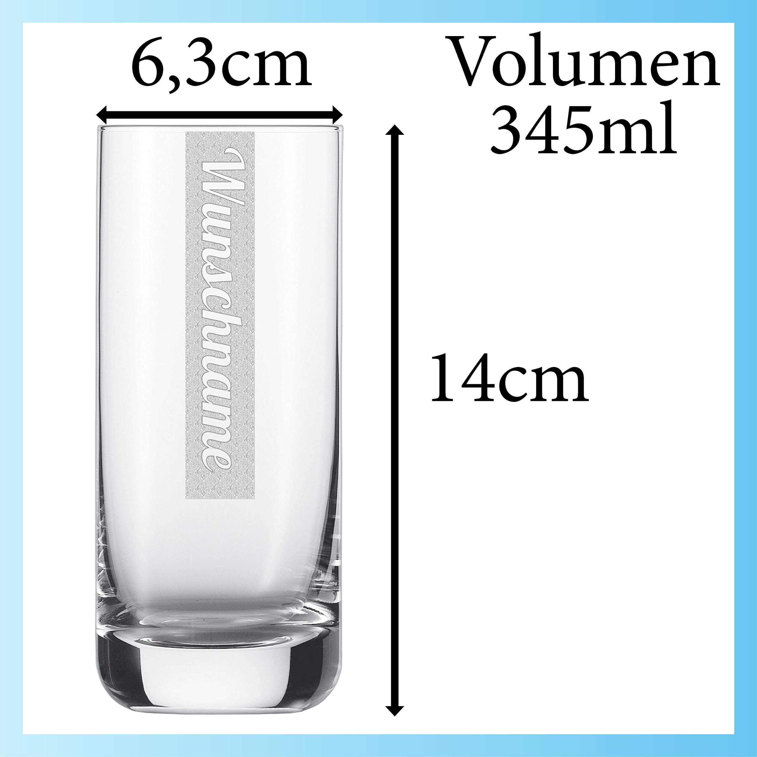Bierglas 345ml mit Wunschnamen personalisiert 12 Stück | Schott Bier Glas mit Namen | LogoGlas | Spülmaschinenfest | Trinkglas & Individuelle Lasergravur - 12 Stück