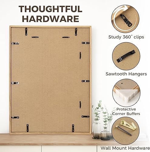 Miniatura 7 de Dreamland Marco para póster de 16 x 24 pulgadas, marcos de fotos de madera de roble macizo con vidrio templado de alta calidad, marco de esquinas