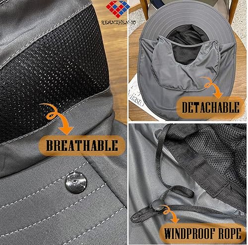 Miniatura 2 de Sombrero de sol para exteriores para hombresmujeres con 50+, sombrero de pescador de ala ancha impermeable, sombrero plegable con solapa para el