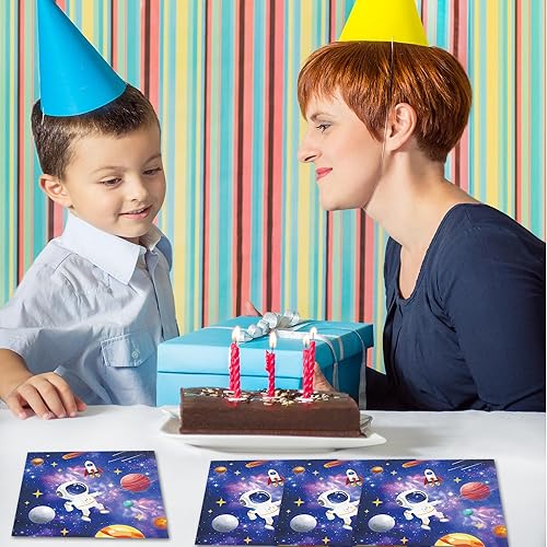 Miniatura 6 de Servilletas de fiesta del espacio exterior, 40 servilletas desechables del espacio exterior, suministros de fiesta de astronauta, decoraciones de