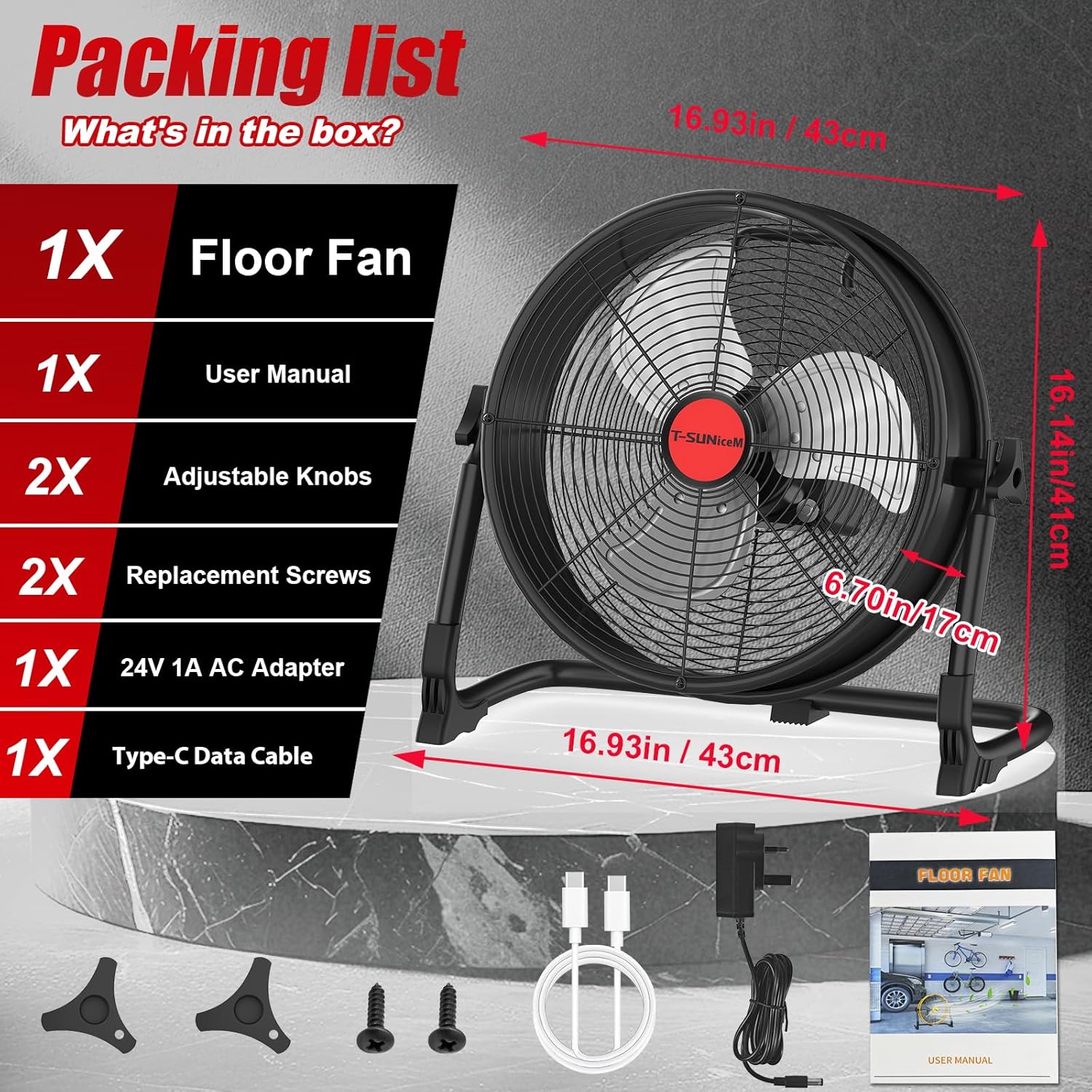 12" Cordless Jobsite Fan Compatible with Milwaukee M18 18V Batteries, Battery Powered Floor Fan with AC Adapter, 1500 CFM Strong Airflow, Adjustable Speed, Tilt Head, USB Output, IPX4 Tool Only
