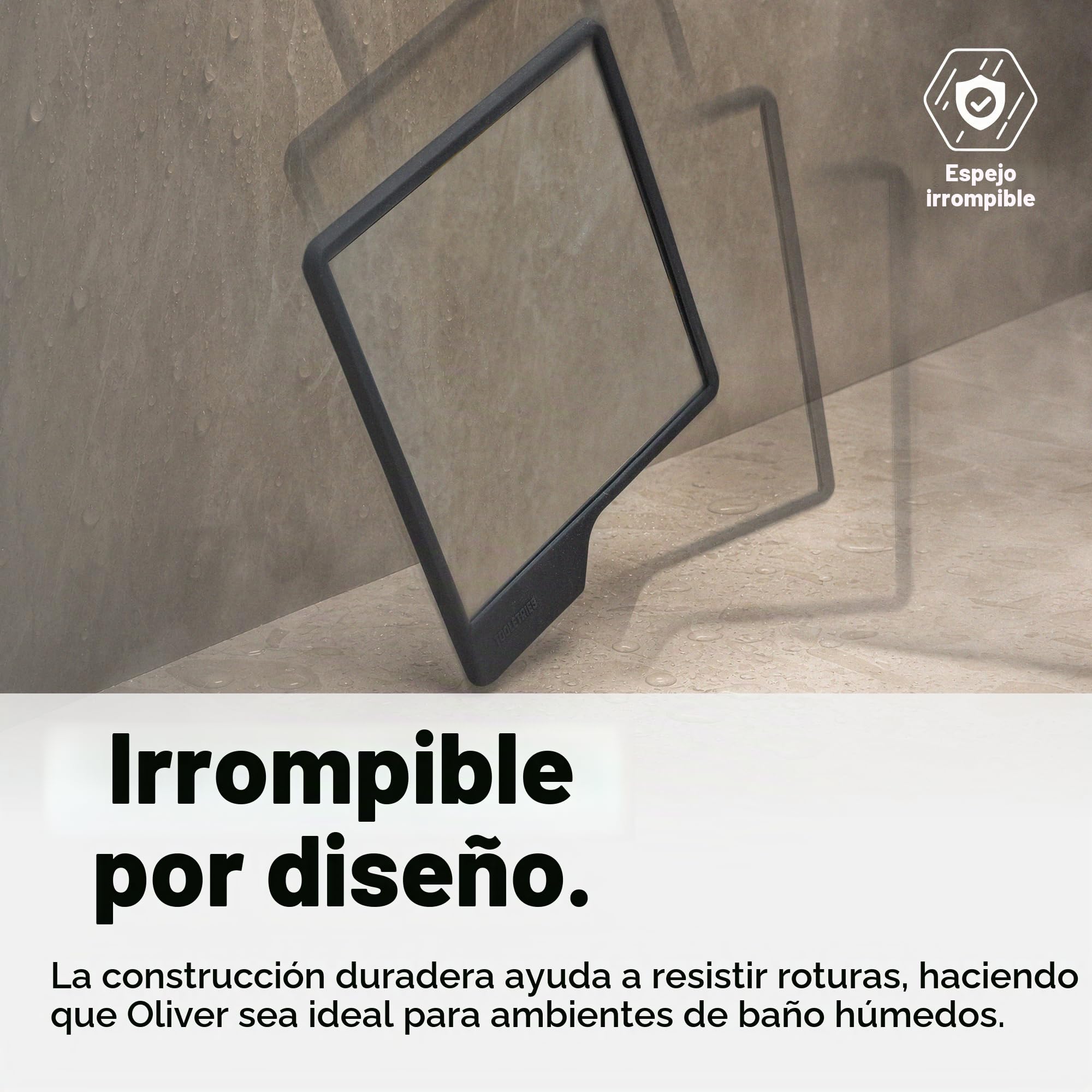 TOOLETRIES - The Harvey & Oliver Set- Soporte para cepillo de dientes y maquinilla de afeitar y espejo resistente a la niebla - Accesorio de ducha y baño de silicona - Cuenta con tecnología de agarre