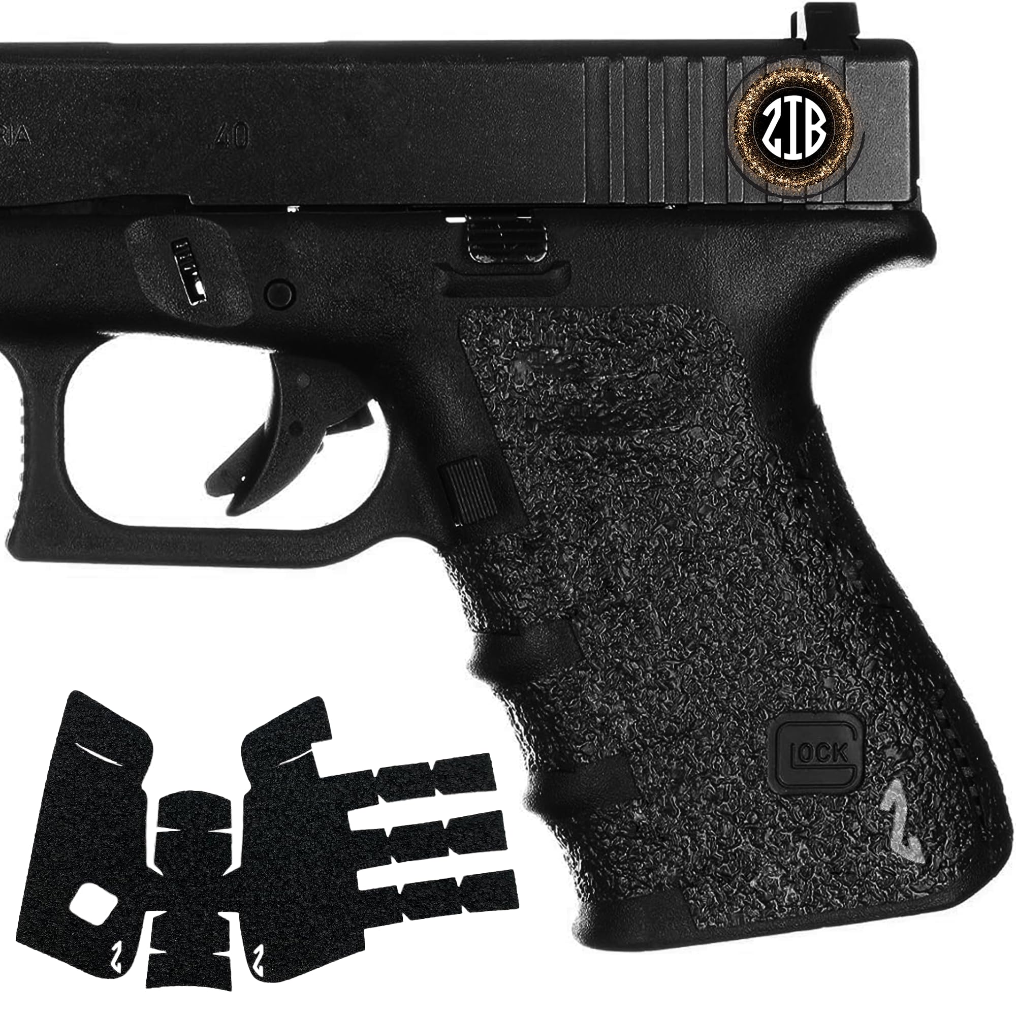 ZIB GRIPS Adhesive Pistol Grip Tape Compatible with Glock 19, 23, 25, 32, 38 | Gen 3, 2, or 1 | Rubber Black, Glock Accessories, Pistol Grips Compatible with Glock, for Ultimate Comfort and Control.