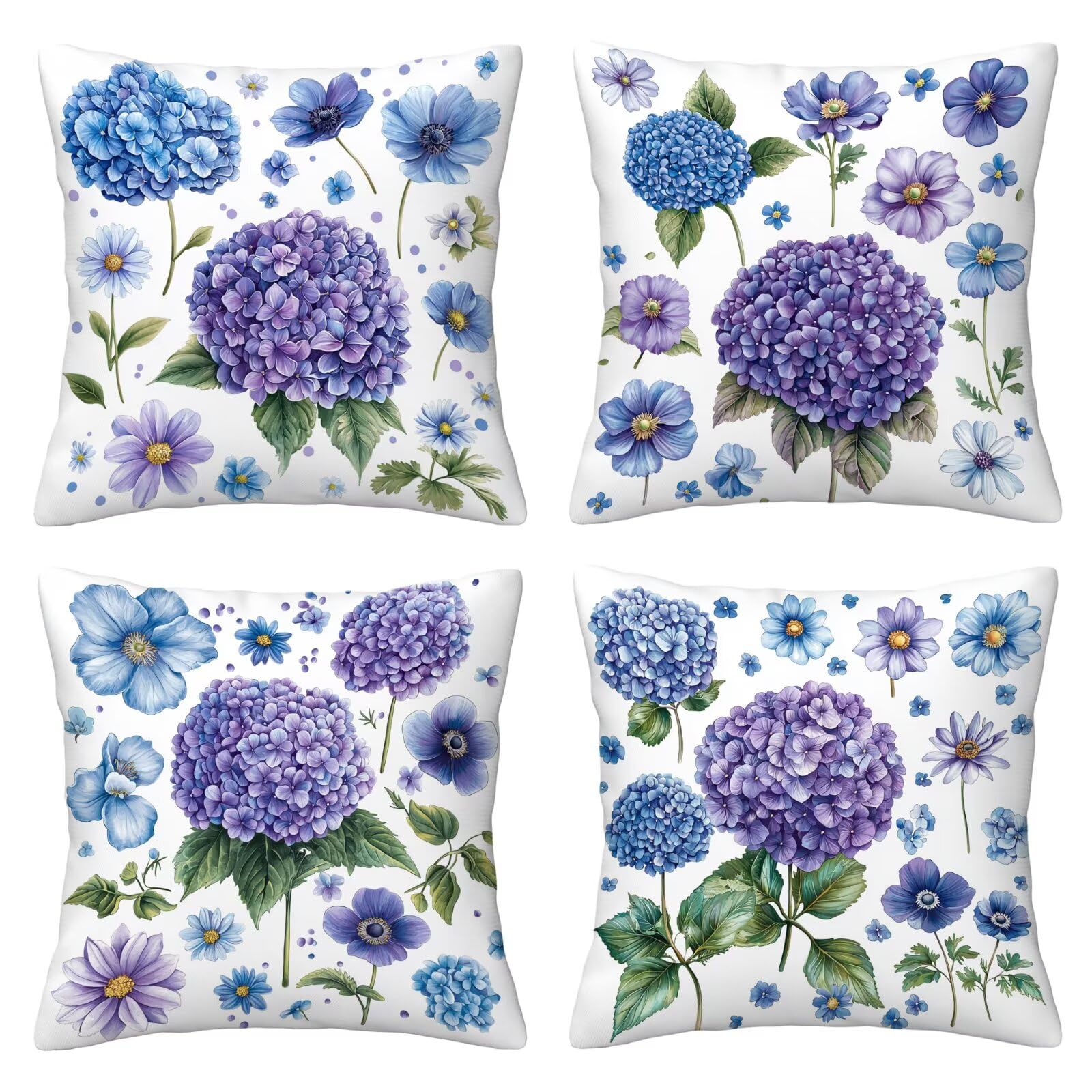 Kissenbezug 55x55 Weiß 4er Set Samt Kissenbezüge Blume Zierkissenbezug Kissenhülle Dekorative Weiche Quadratische Dekokissenbezug Sofakissenbezug Couchkissen für Deko Schlafzimmer Wohnzimmer I-40