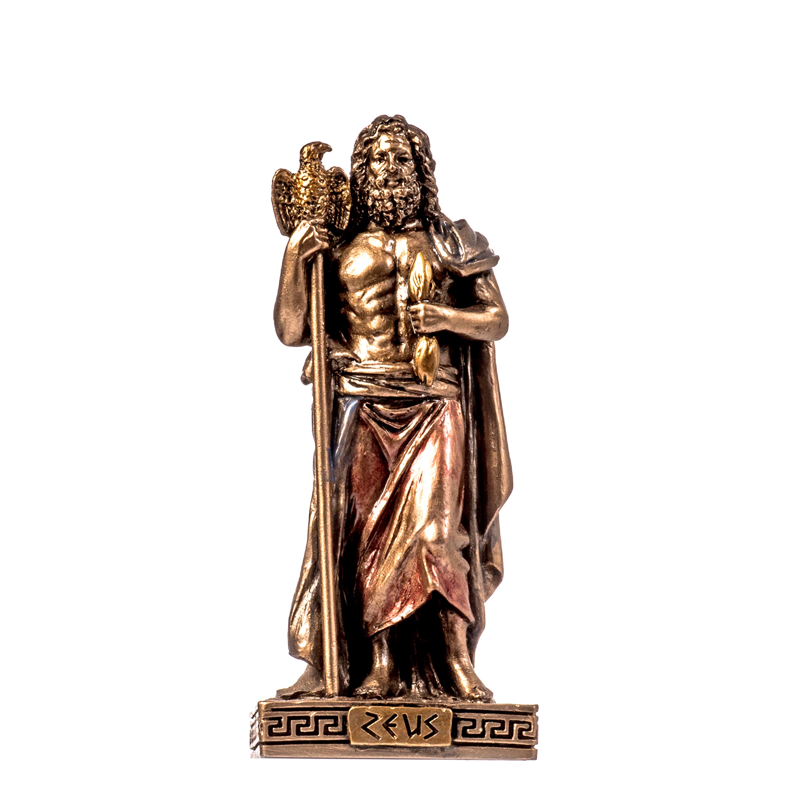 BeautifulGreekStatues Zeus Jupiter Greek God of Thunder Miniature Cold Cast Bronze Statue 3.34"