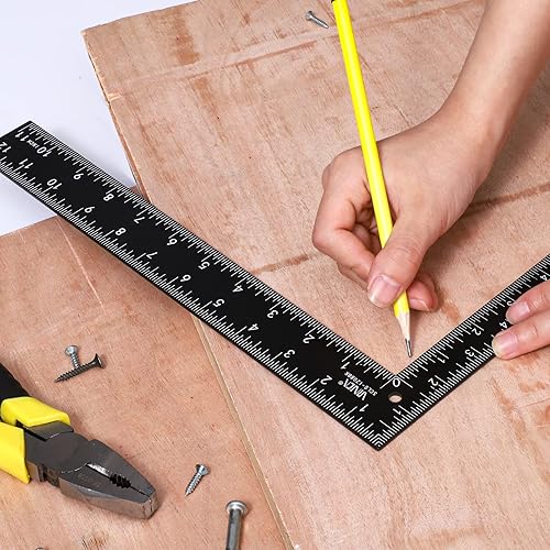 Miniatura 6 de VINCA Carpintero Marco L Forma Cuadrado, SCLS-1208BK 8 pulgadas x 12 pulgadas, acero negro acabado