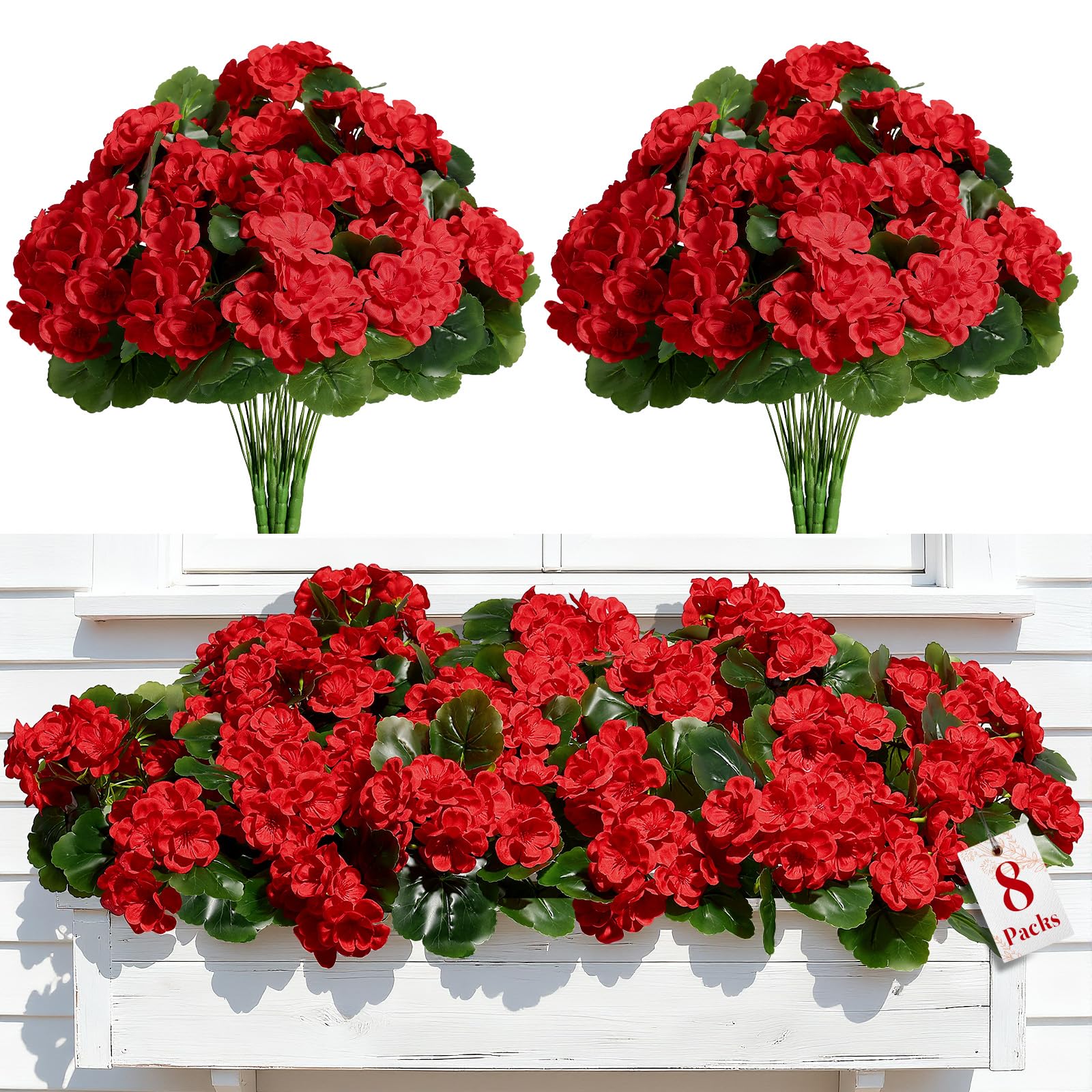 Alupssuc 8Pcs Artificial Geranium Flowers