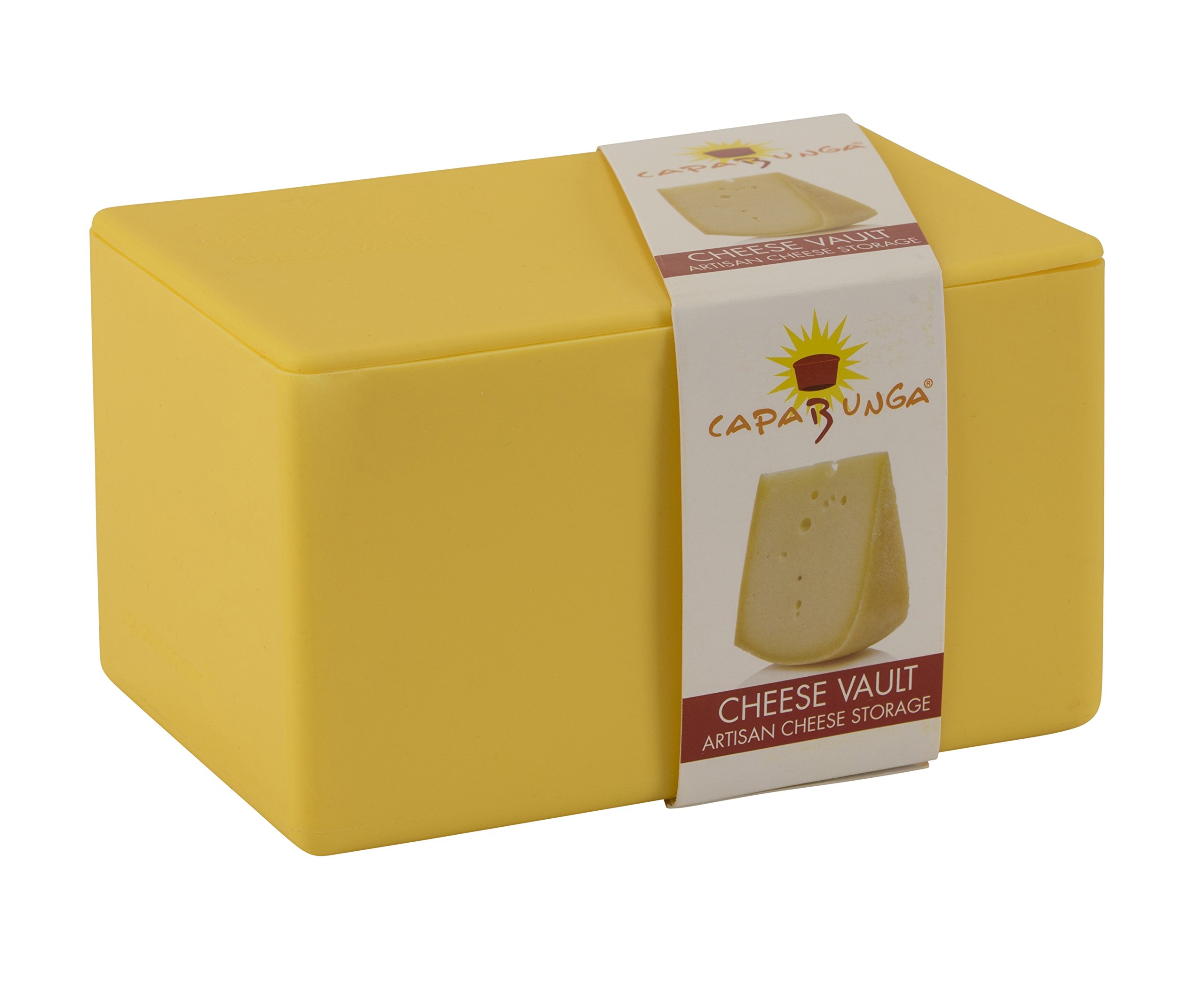 CapaBungaCheese Vault with Divider - Reusable Artisan Cheese Storage Container for Fridge - Food Grade Silicone Cheese Container 6x4x3.5” - Cheese Keeper for Refrigerator - Butter Cheese Holder