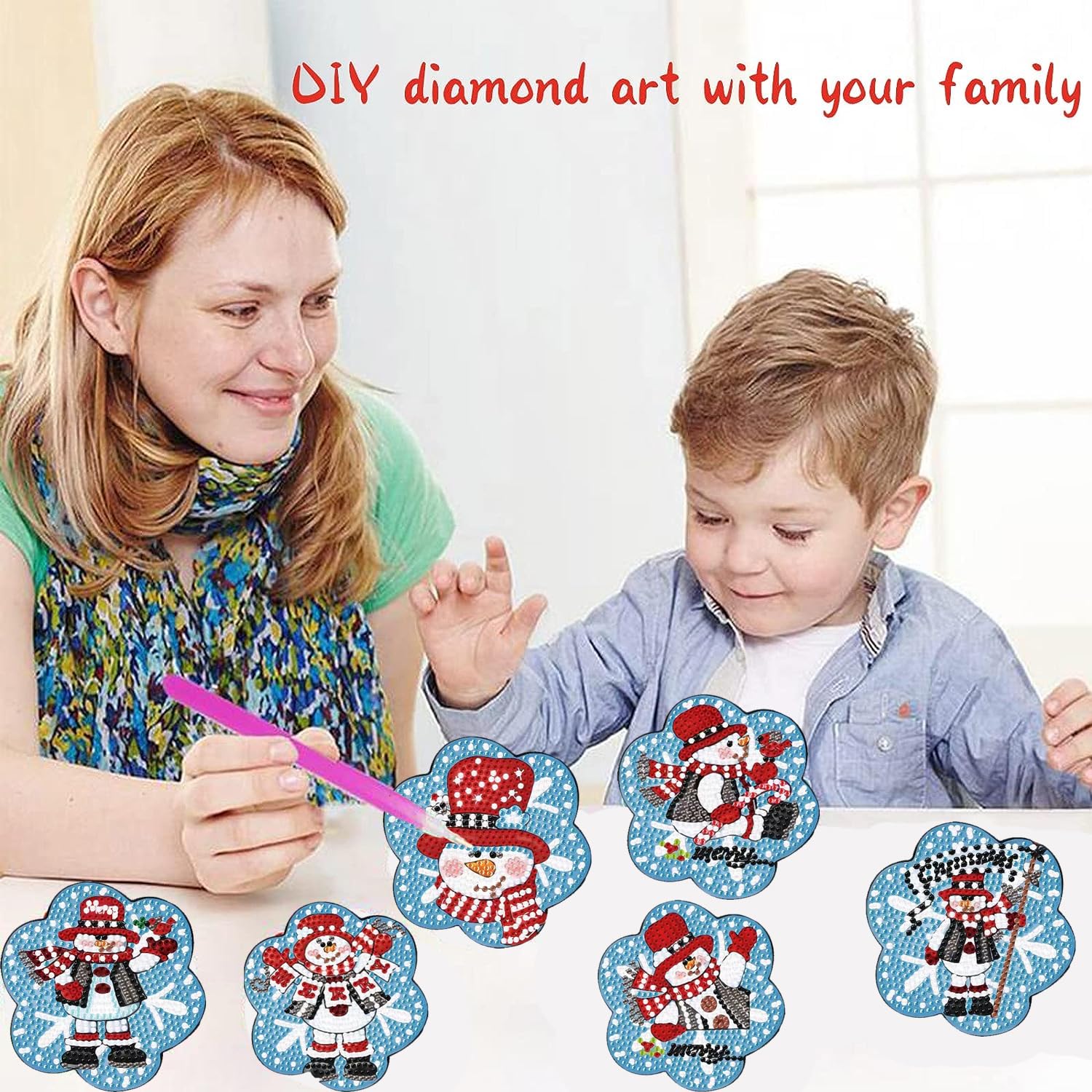 DCIDBEI Lot De 6 Dessous De Verre Peinture Diamant Verre En Liège