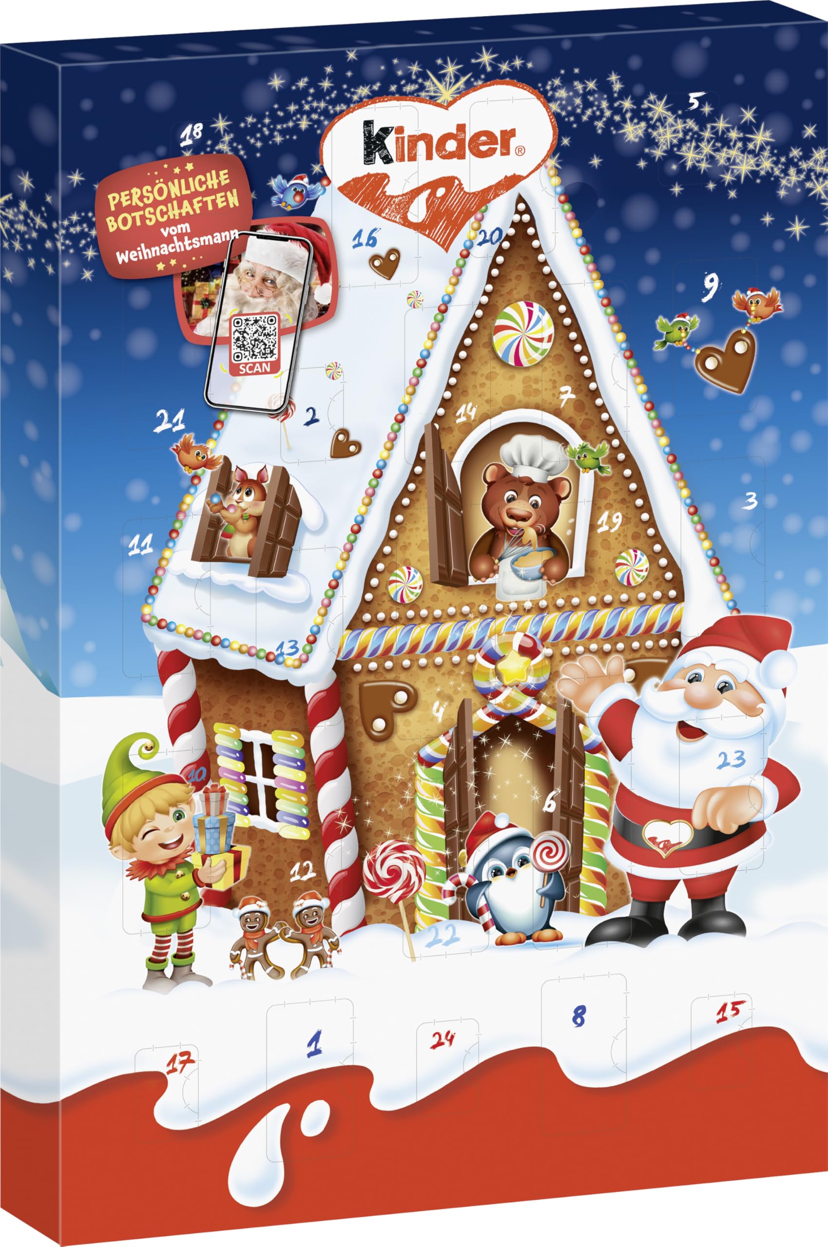 Kinder Mix Adventskalender 2025, Schokolade, Mini Eier und 2 Hohlfiguren, Geschenk zu Weihnachten und Adventszeit, 151 G, 1 Count