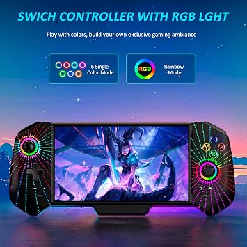 Upgraded Hall Effect Joystick Switch Controller for Nintendo Switch/OLED No Drift, Wired Pro Controller with LED Lighting, Game Card Storage & Ergonomic Grip (Black-Strip)