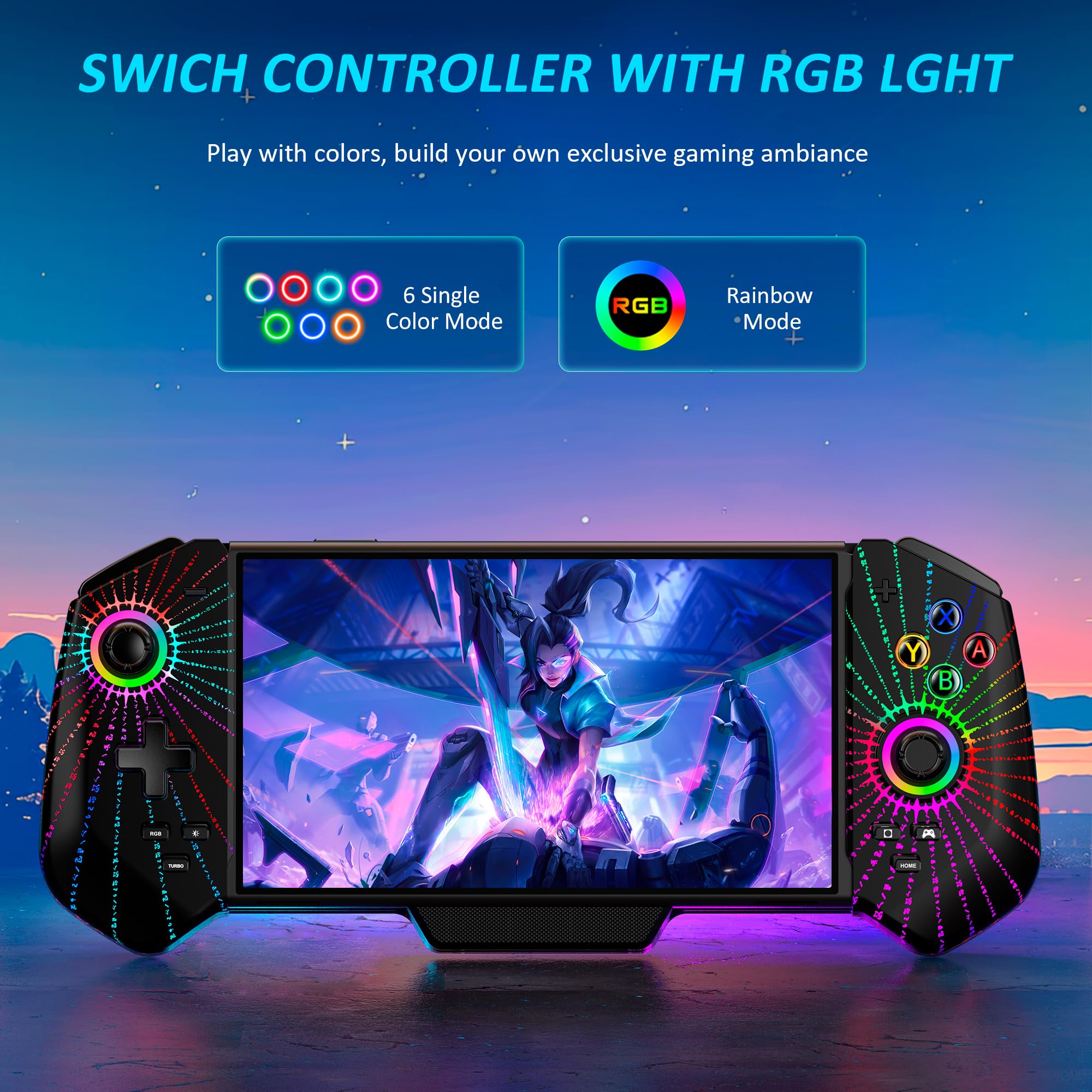 Verbesserter Hall-Effekt-Joystick-Switch-Controller für Nintendo Switch/OLED, kein Drift, kabelgebundener Pro-Controller mit LED-Beleuchtung, Spielkartenspeicher & ergonomischem Griff
