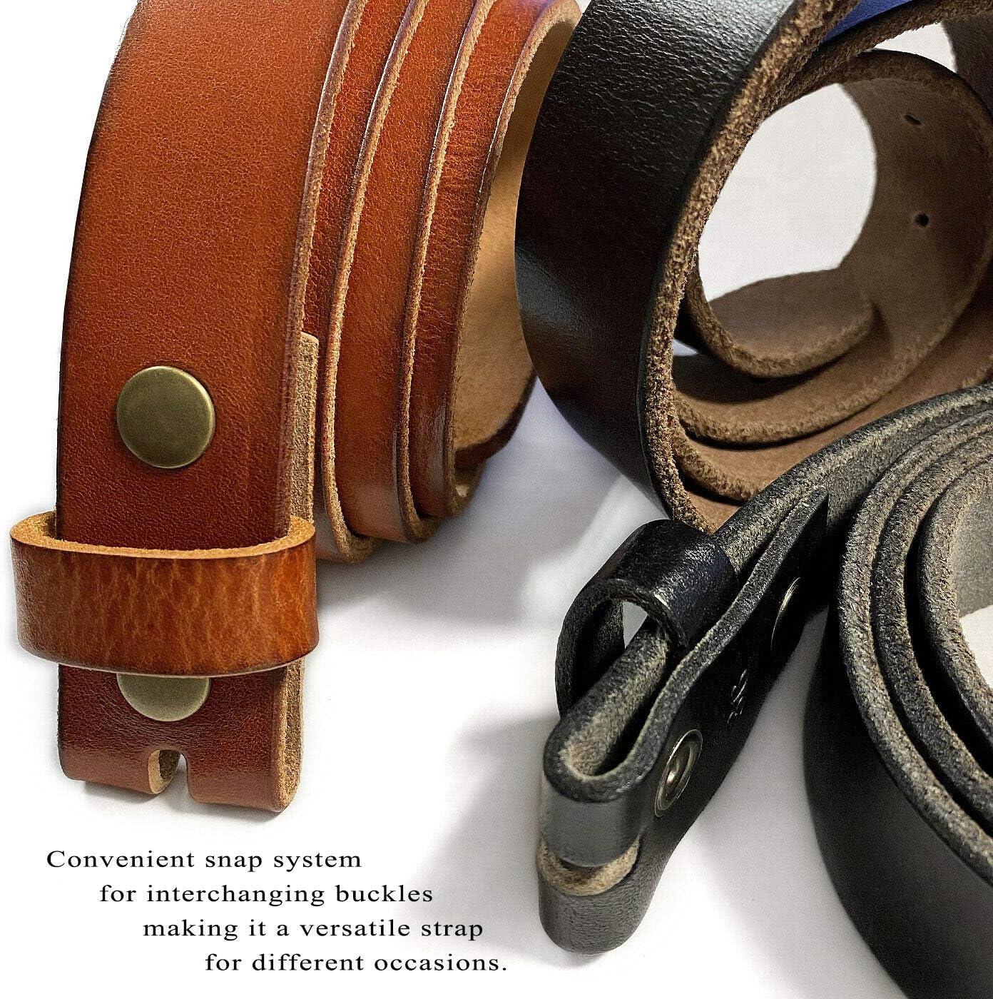 Genuine Full Grain 100% One Piece Leather Casual Belt Strap (1-1/8") / Women's Dress Belt (3/4"),Multi-Style Options
