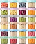 12 Pack Glass Food Containers with Lids, 4 oz Leakproof Food Storage Jars, BPA-Free Reusable Puree Containers for Baby Food, Snacks, Meal Prep, Microwave, Dishwasher, Freezer Safe