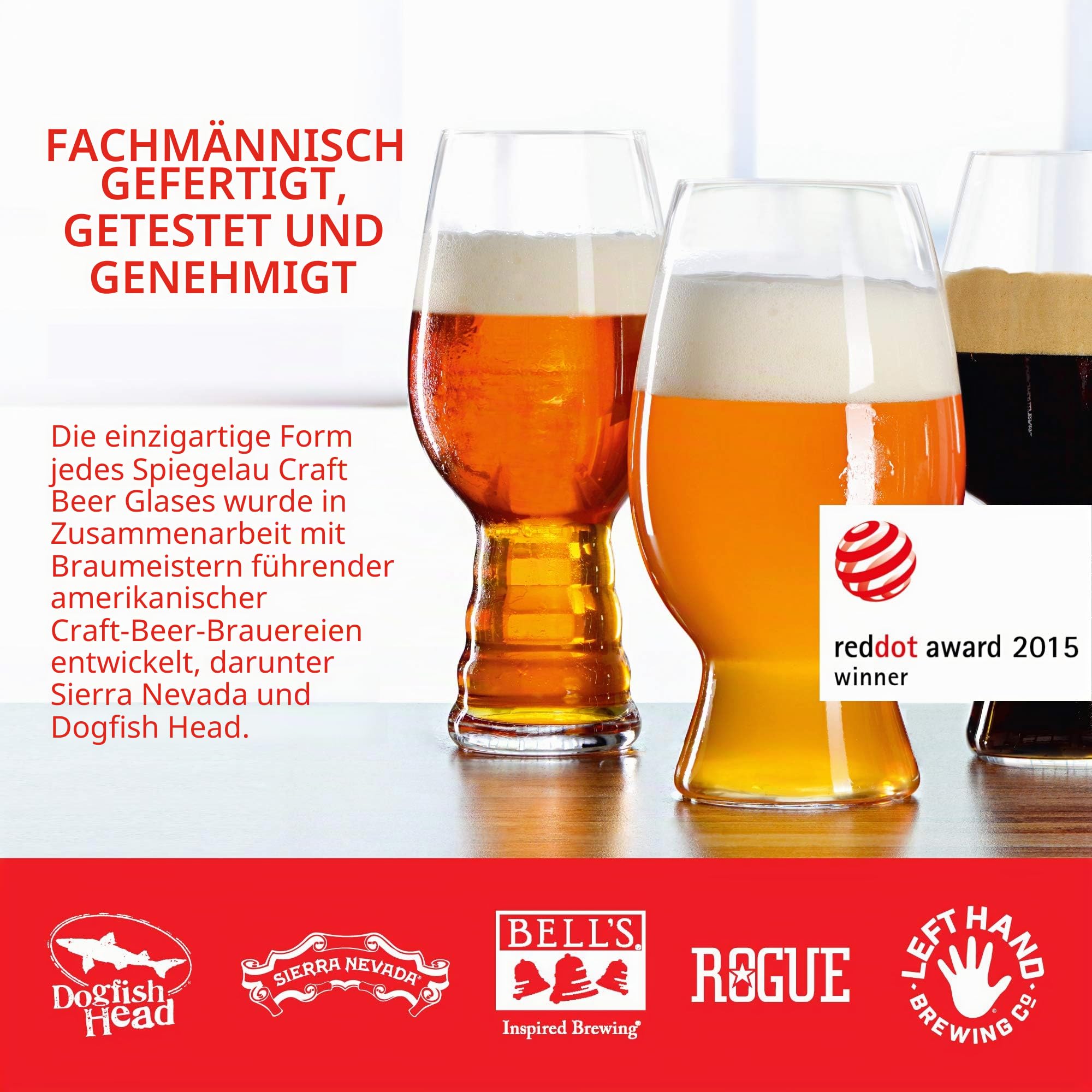 Spiegelau Kristall Bierglas Verkostungsset 4er Set Craft Bierglas Pilsner Glas Ale IPA Bierverkostung Handmade in Germany