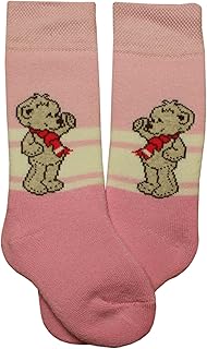 Calcetines térmicos de felpa para bebés y niños, ideales para deportes de esquí y frío, con diferentes diseños y colores Oso de peluche rosa. 23-26