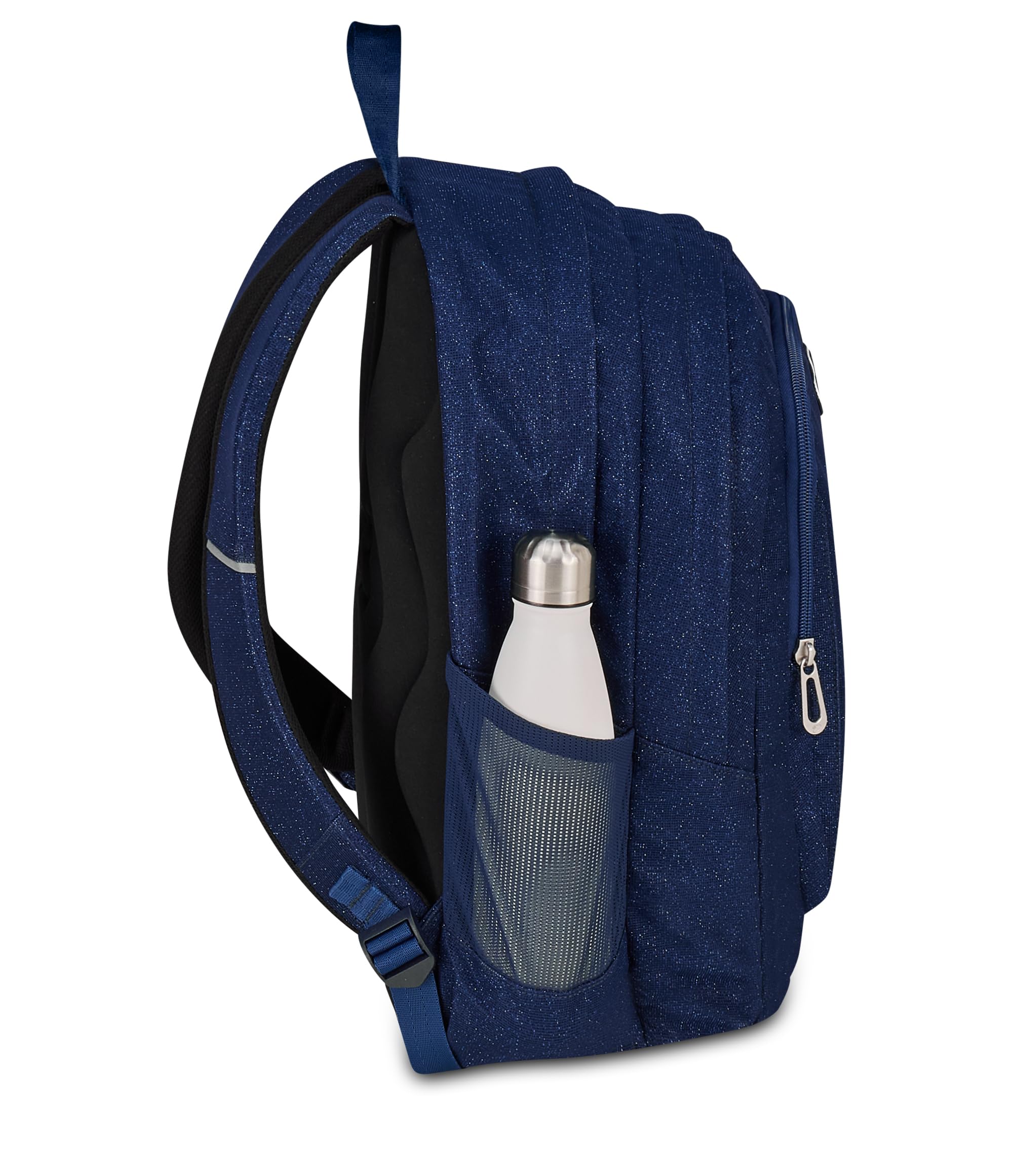 Seven Zaino Scuola SHINY TECH, Doppio Scomparto, Blu, Glitter, 30 L, Tasca frontale, Tasca portaborraccia, Scomparto porta pc, Scuola elementare, media e superiore, Bambina, Ragazza