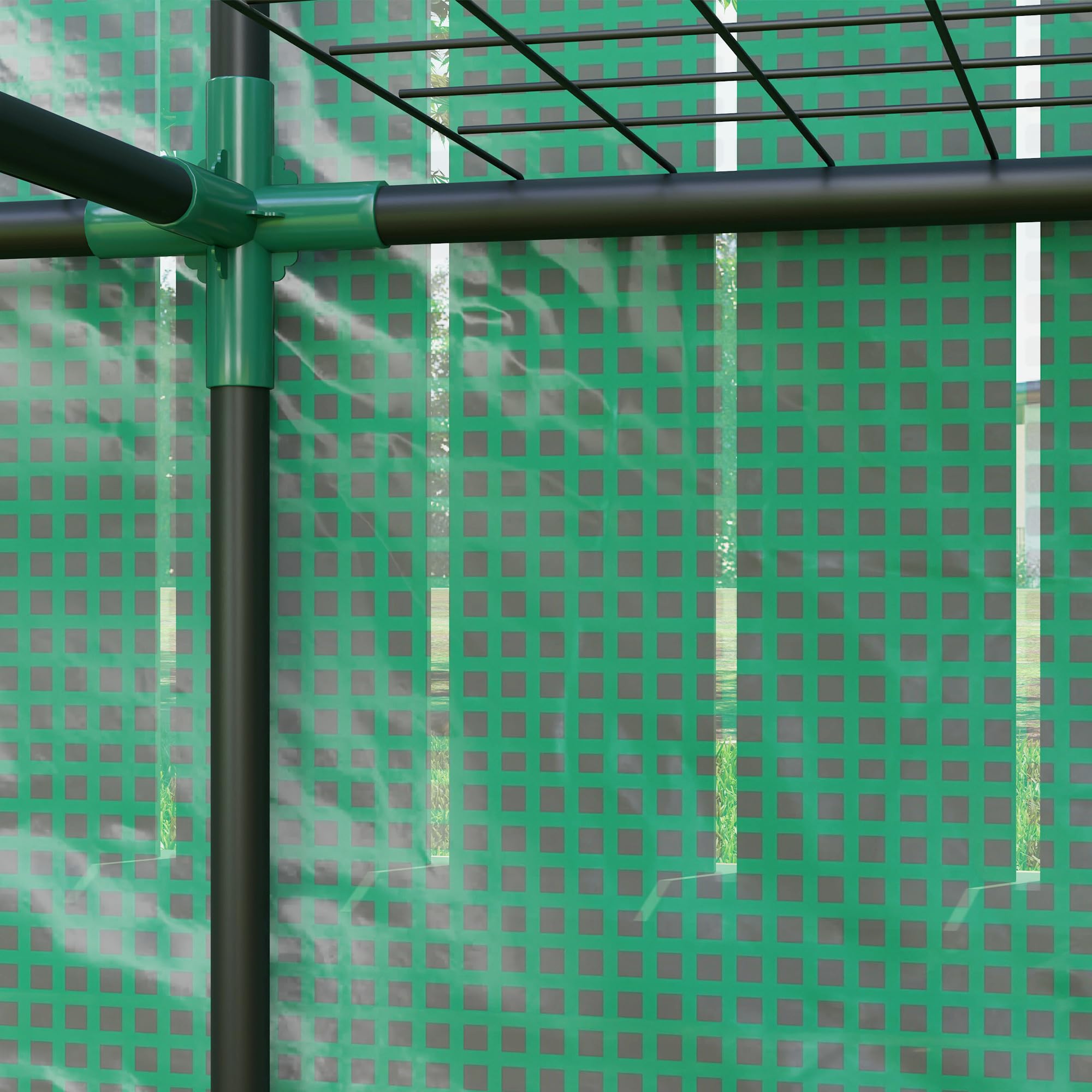 Outsunny Serre de Jardin PE avec Étagères 3 Niveaux 144 x 48 x 152 cm Vert | Serre de Balcon, Bâche Renforcée 140 g/m², Châssis en Acier, 2 Portes Zippées Enroulables, pour Légumes Plantes Fleurs
