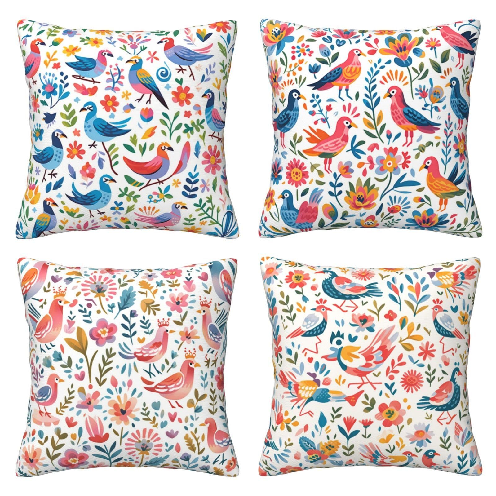 Housses de coussin 60x60 oiseaux colorés pour raviver un salon fatigué