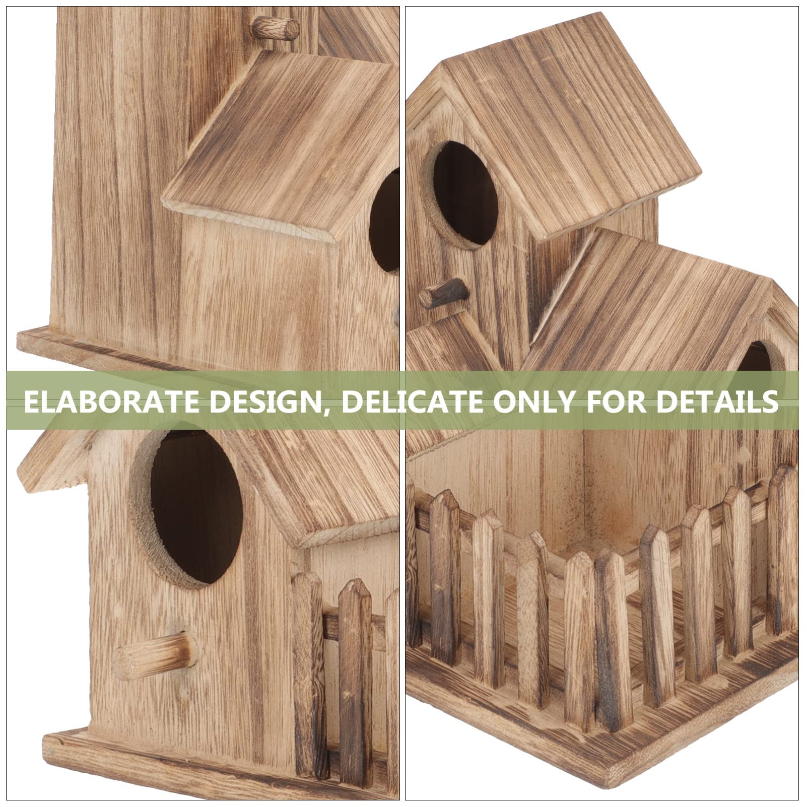 Toddmomy Villa Nido De Pájaro Madera para Periquitos Caseta Decorativa para Jardín Comedero Independiente para Pájaros Suministros