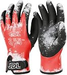 JDL 100% Waterproof Winter Work Gloves for Men & Women, Thermal Insulated Freezer Gloves for Cold Weather, Super Grip Palm, Carbon Black, Large