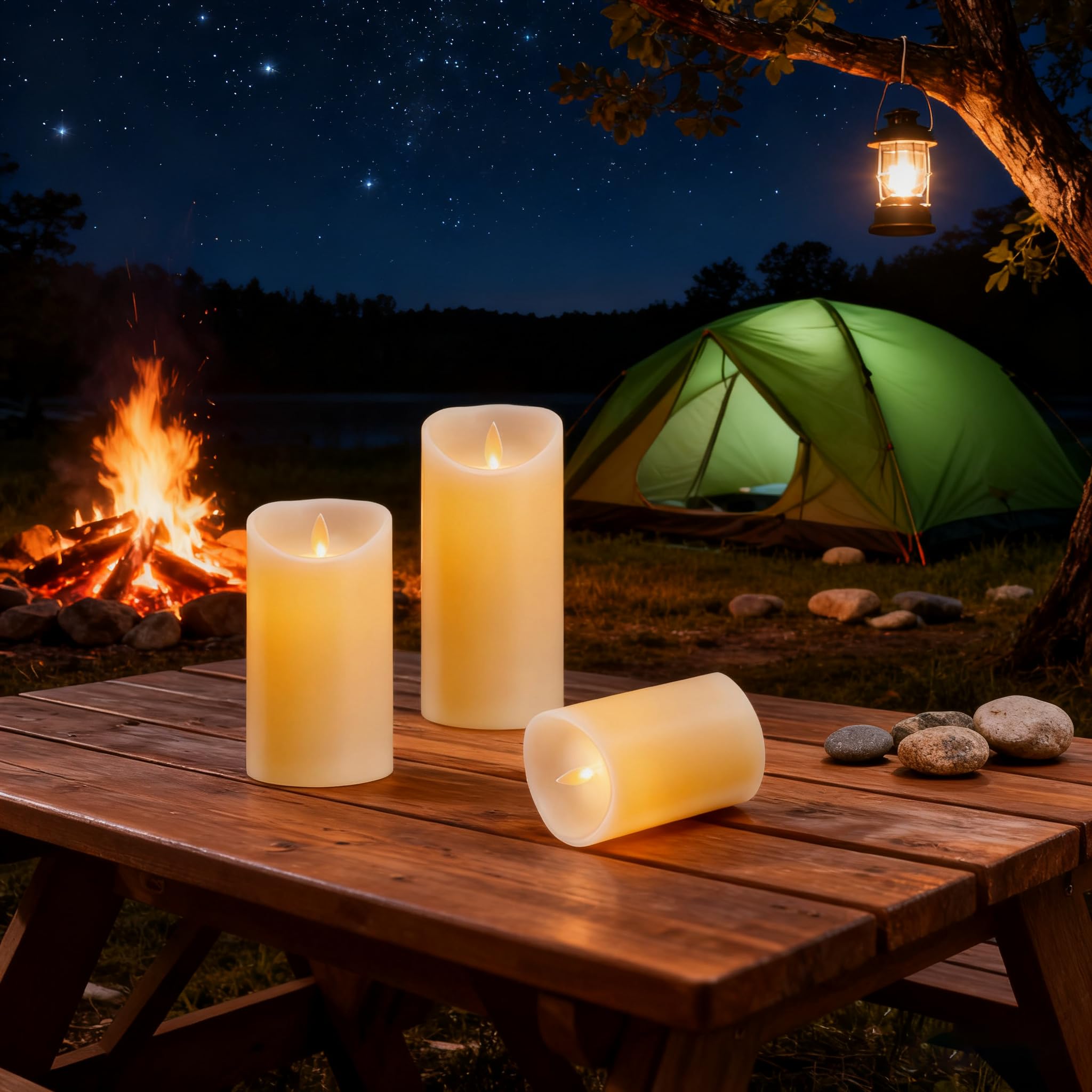 Candele LED Ricaricabili con Fiamma Tremolante Realistica - Set da 3 (10cm, 12.5cm, 15cm) con Telecomando, Luci Decorativi per Casa, Natale, Matrimoni, Cena Romantica - USB Ricaricabile