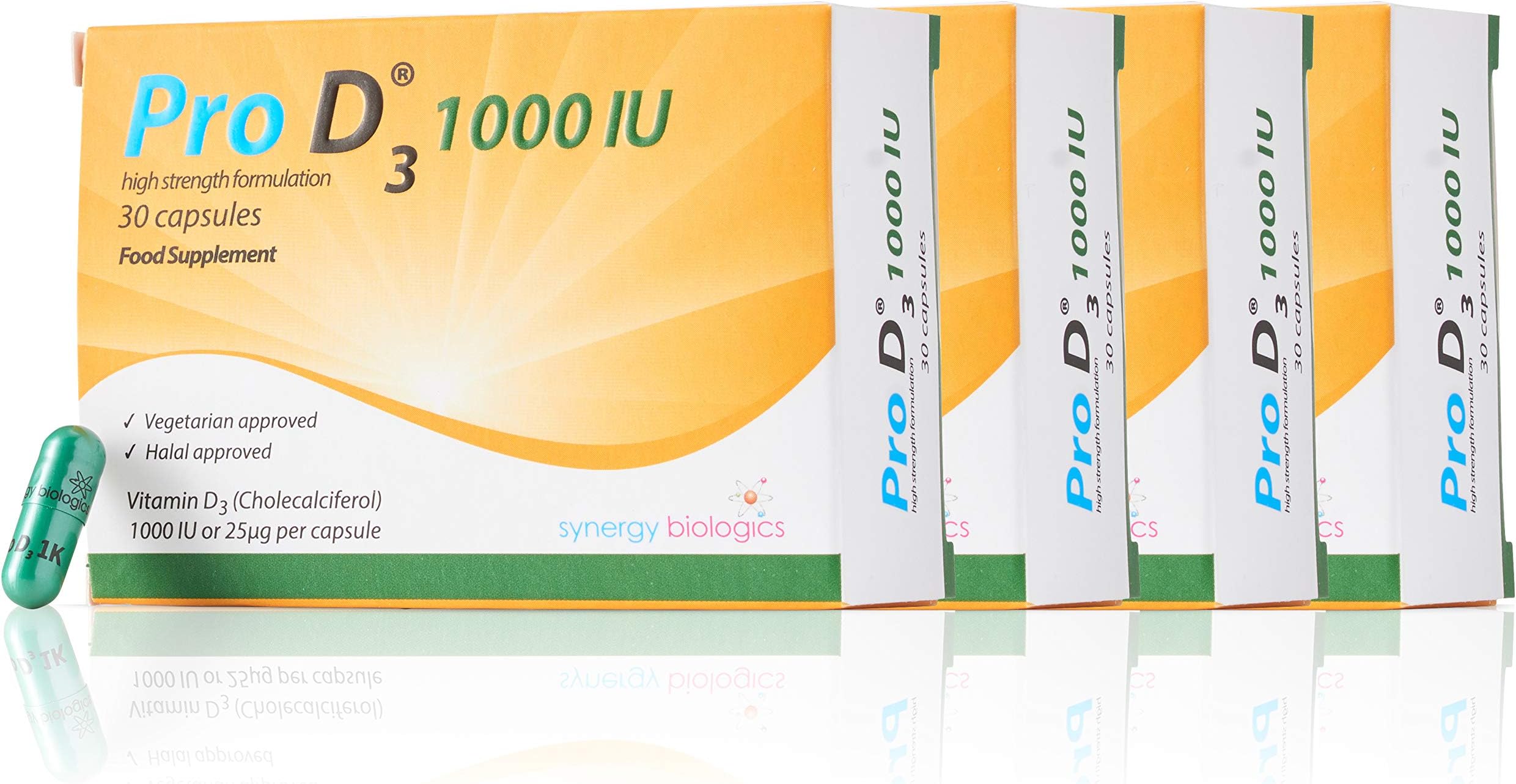 1000 IU (Vitamin D3 25mcg) Vegetarian Society Certified | 120 Capsules | Gluten Free - Salt Free - Yeast Free - Gelatin Free - SOYA Free - Peanut Free - Alcohol Free - Halal - Kosher