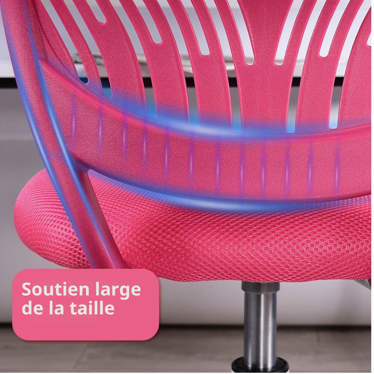 FurnitureR Chaise de Bureau adaptée aux Enfants pour l'apprentissage à la Maison, Fauteuil Roulant Ergonomique réglable en Hauteur pour Les Jeunes apprenants, Design Rose Vif