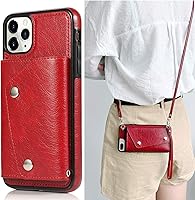 Vista 10 de LUVI Funda con tarjetero para iPhone 11 Pro con correa para el cuello, cadena cruzada, correa de muñeca, funda protectora con ranura para tarjeta