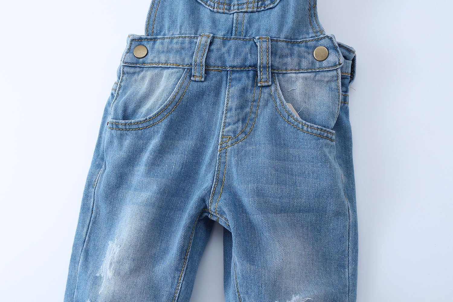 KIDSCOOL SPACE Little Girl Boy Jean Overalls,Toddler Ripped Denim Overall Pants - Image 4