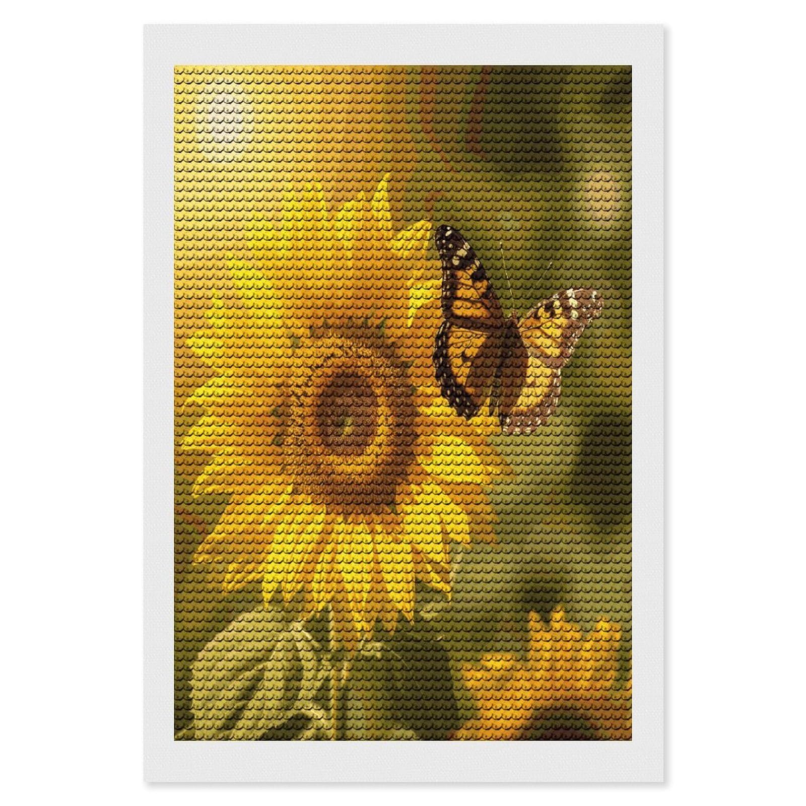 LDGSUPH Sunflower Butterfly Sunny Diamond Painting Kits for Adults Paint with Diamond Pictures Art DIY Full Drill Diamond Dots Painting Personalized Diamond Photo for Home Wall Decor Gift 8"x12"