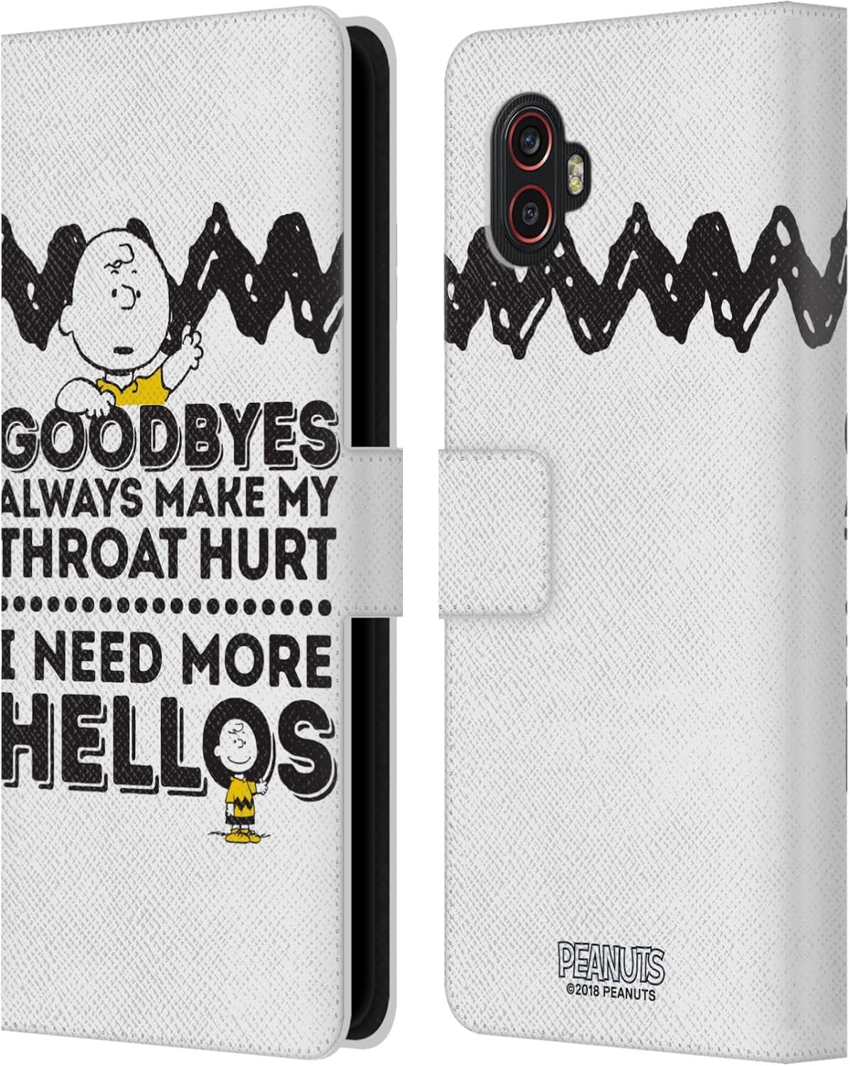 Head Case Designs Officially Licensed Peanuts Hellos Charlie Brown Leather Wallet Case Compatible with Samsung Galaxy Xcover6 Pro/Pro2