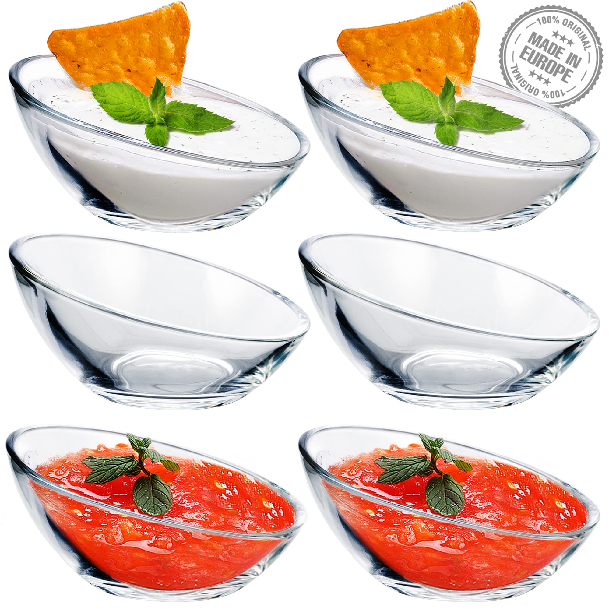 Buy CRYSTALIA Boutique Slant Cut Glass Bowls Set for Kitchen Prep, Small Pinch Bowls, Clear