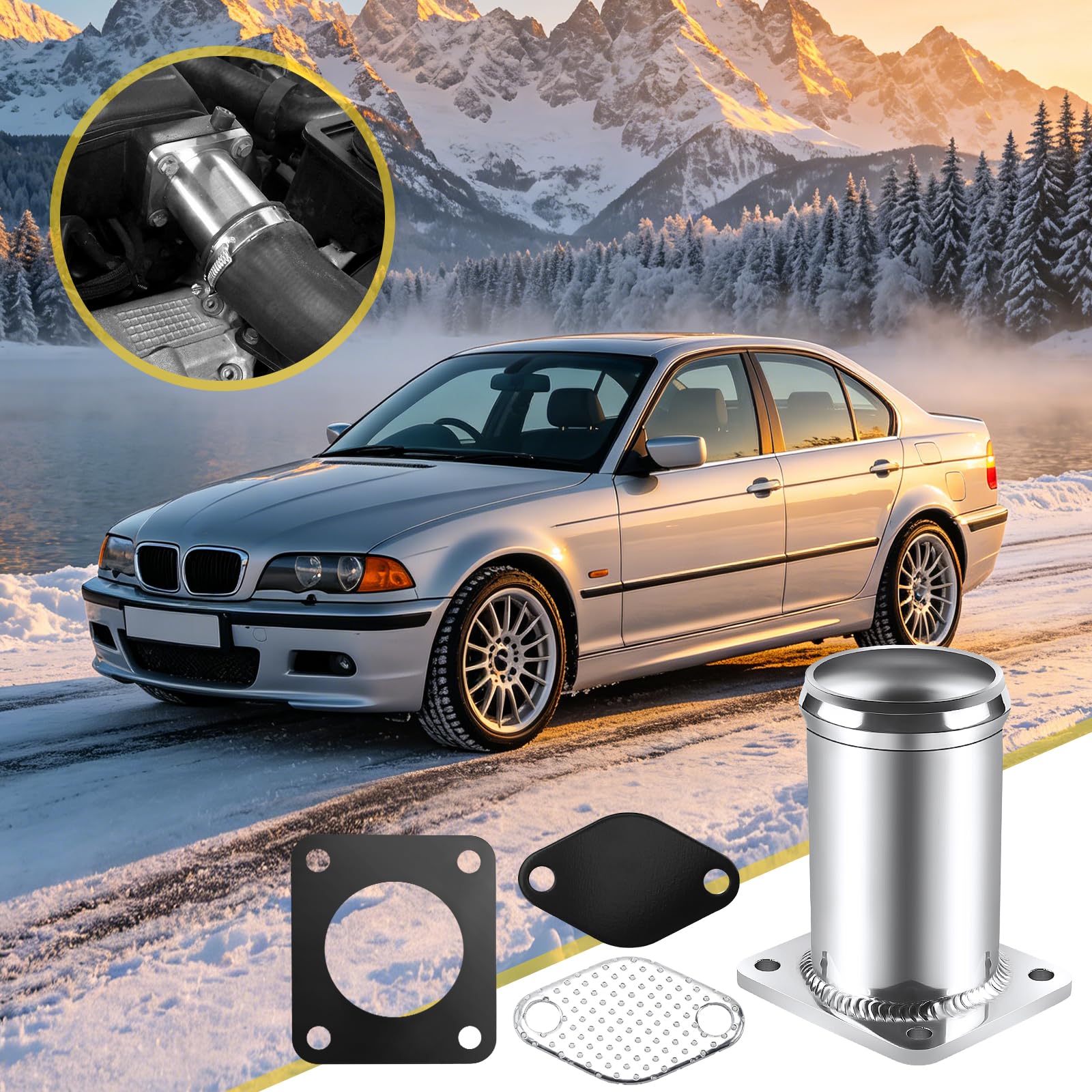 Kit di rimozione valvola EGR compatibile con B-M-W 3er E46 5er E60 E61 7er E65, kit di rimozione valvola EGR per X3 E80 X5 E53 con motori 3.0 M57N2 117177899 1117804379