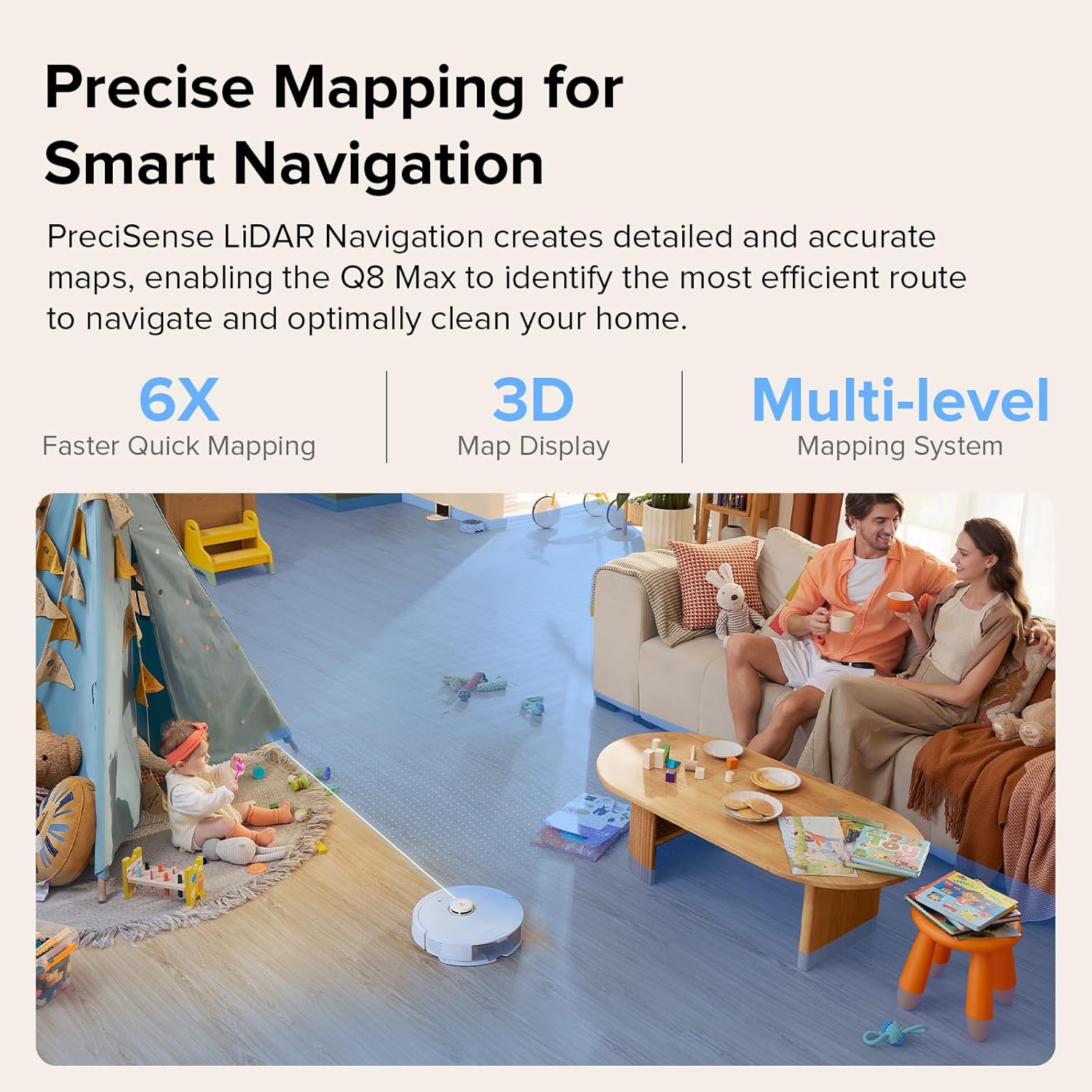 roborock Q8 Max Precise Mapping for Smart Navigation