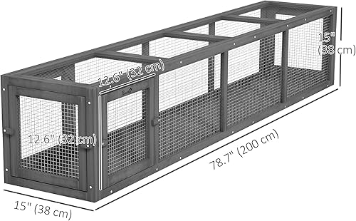 Miniatura 7 de PawHut Túnel para gatos al aire libre con diseño extensible, carrera de madera para gatos de 79 pulgadas de largo con protección contra la