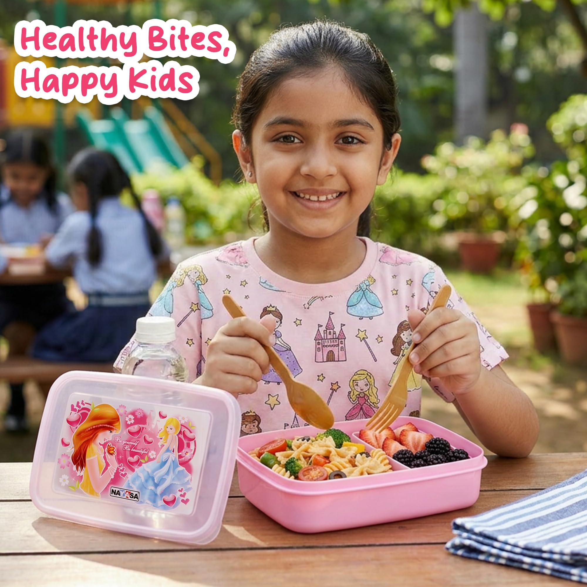 Nayasa Ninja Lunch Box - Kids BPA-Free Pink -8