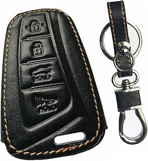 KAWIHEN Leather Smart Remote Key Fob Case Keyless Entry Case Holder Cover Compatible with for 2015 2016 Hyundai Genesis 2013 2014 2015 Santa Fe 2014 2015 Equus 2015 Azera SY5DMFNA04 95440-4Z200